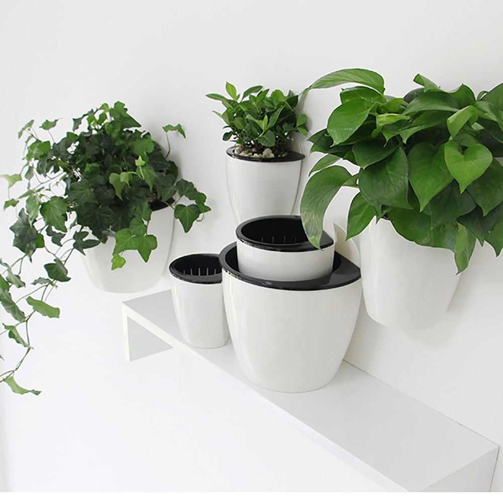 Self Watering Wall Planter Set of 3 - Modern White Small Vertical Flower Pots for Indoor/Outdoor - Wall Mounted & Window Hanging Planters with Water Storage - Perfect for Home Decor, Office, Balcony & Garden