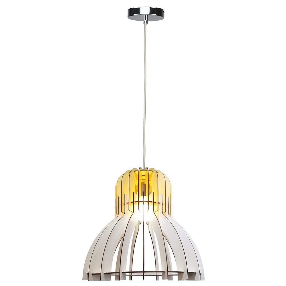 JU05P16WH 1-Light Single Pendant Light Fixture in White - Modern Minimalist Hanging Light for Kitchen Island, Dining Room & Bedroom