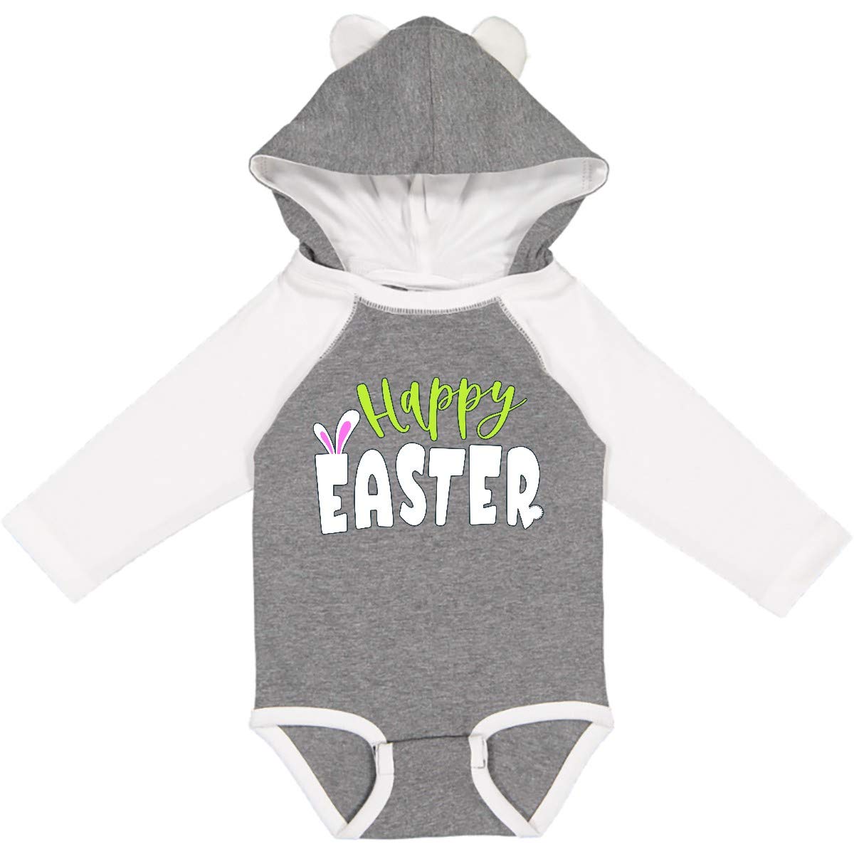 Inktastic Happy Easter Bunny Ears Long Sleeve Baby Bodysuit - Cute Easter Outfit for Newborns & Infants - Perfect for Easter Photos, Family Gatherings & Spring Celebrations