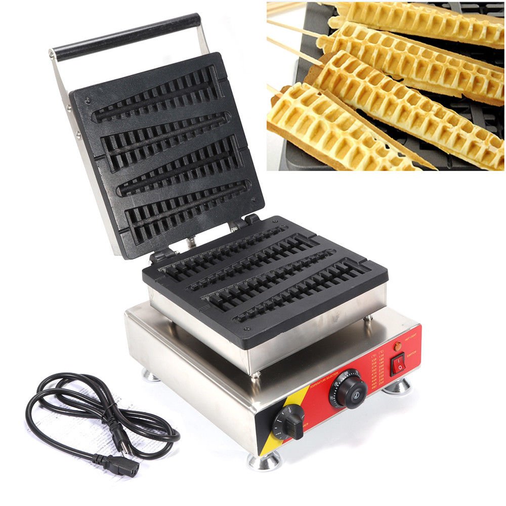 ALDKitchen Waffle Stick Maker - 4 Large Non-Stick Plates, 110V Electric Waffle Iron for Homemade Belgian Waffles | Perfect for Breakfast, Parties & Kids Snacks | Easy to Clean & Use