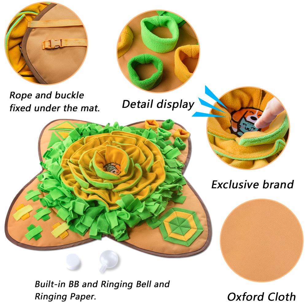 Interactive Snuffle Mat for Dogs - 28''x28'' Pet Feeding Puzzle Toy to Encourage Natural Foraging Skills | Slow Feeder & Mental Stimulation for Puppies & Adult Dogs | Perfect for Mealtime Enrichment & Indoor Play