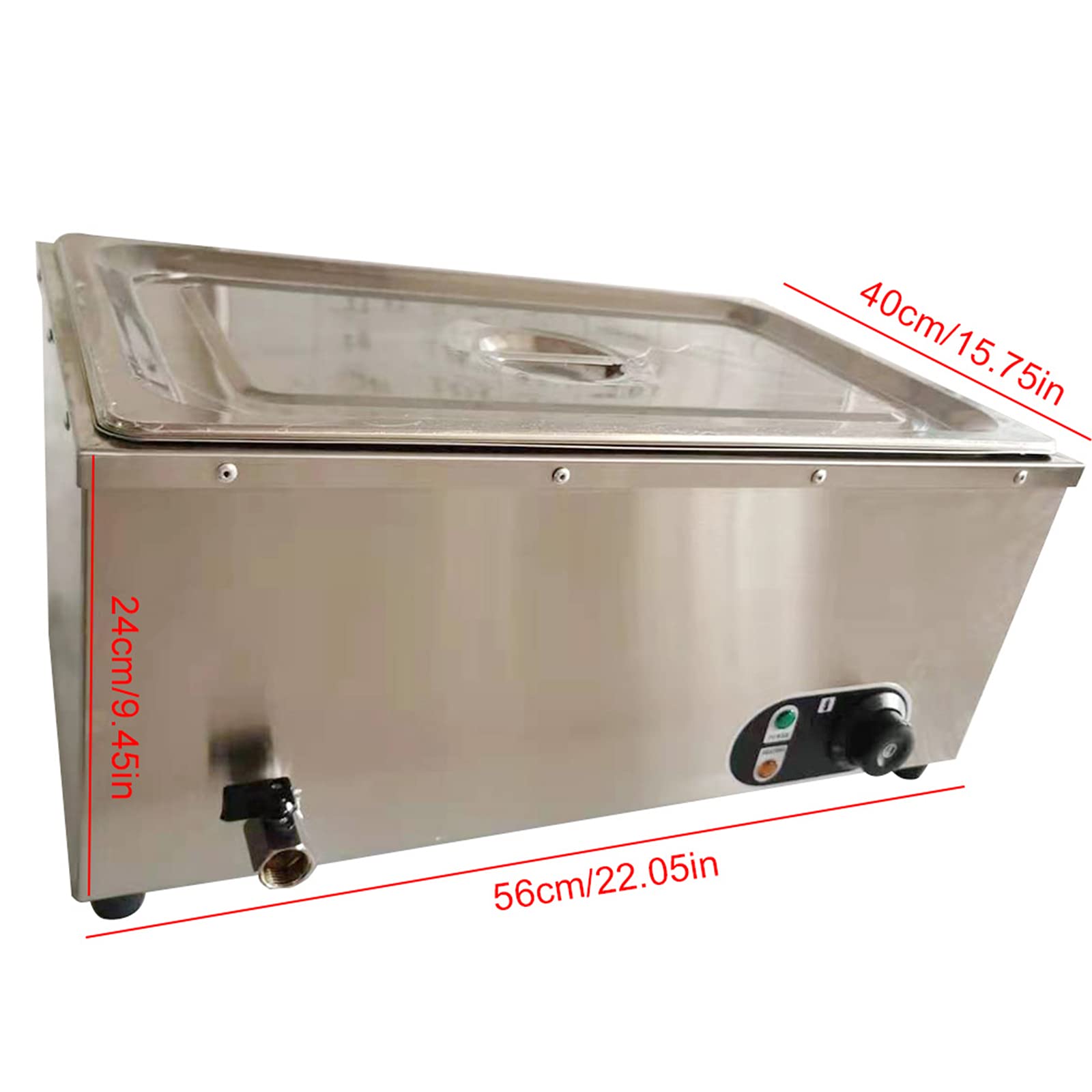 110V Commercial Food Warmer - Stainless Steel Electric Countertop Food Warmer with Adjustable Temperature (50°C-300°C) | Restaurant Buffet Server, Catering Equipment & Home Kitchen Use for Keeping Meals Hot