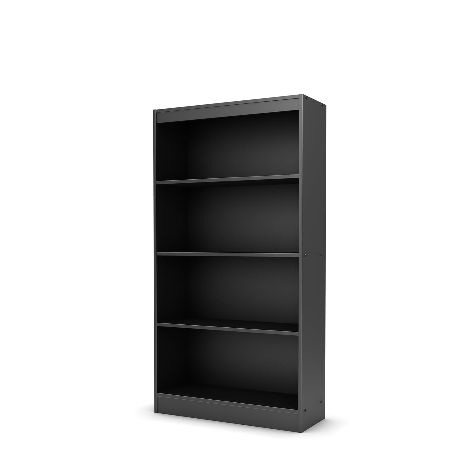 South Shore Axess 4-Shelf Bookcase in Pure Black - Modern Storage Solution for Home Office, Living Room & Bedroom Organization