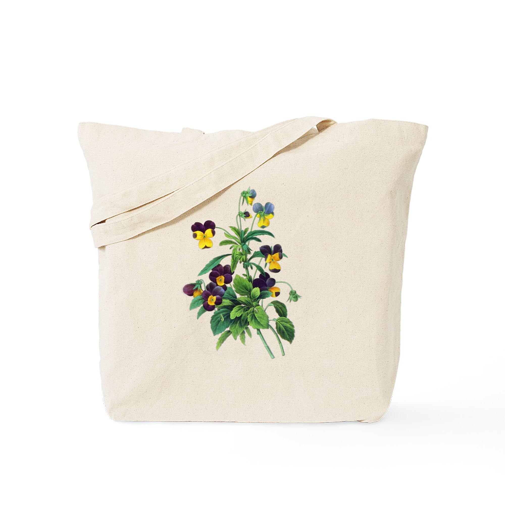Pierre Joseph Redoute Botanical Tote Bag - Natural Canvas Reusable Shopping Bag with Floral Design for Groceries, Farmers Market & Eco-Friendly Lifestyle