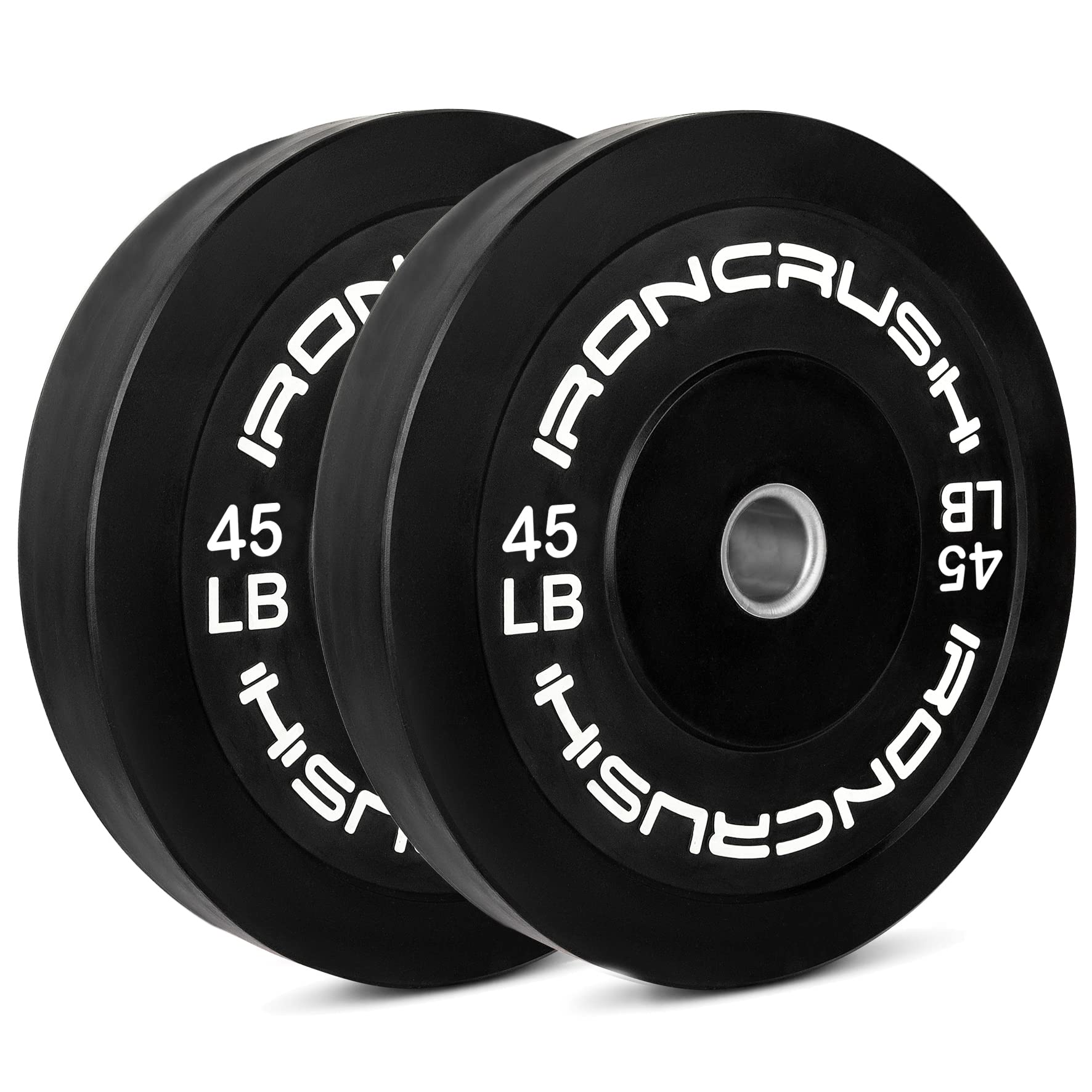 Iron Crush Olympic Bumper Plates Set - Virgin Rubber Weight Plates for CrossFit & Strength Training - 2