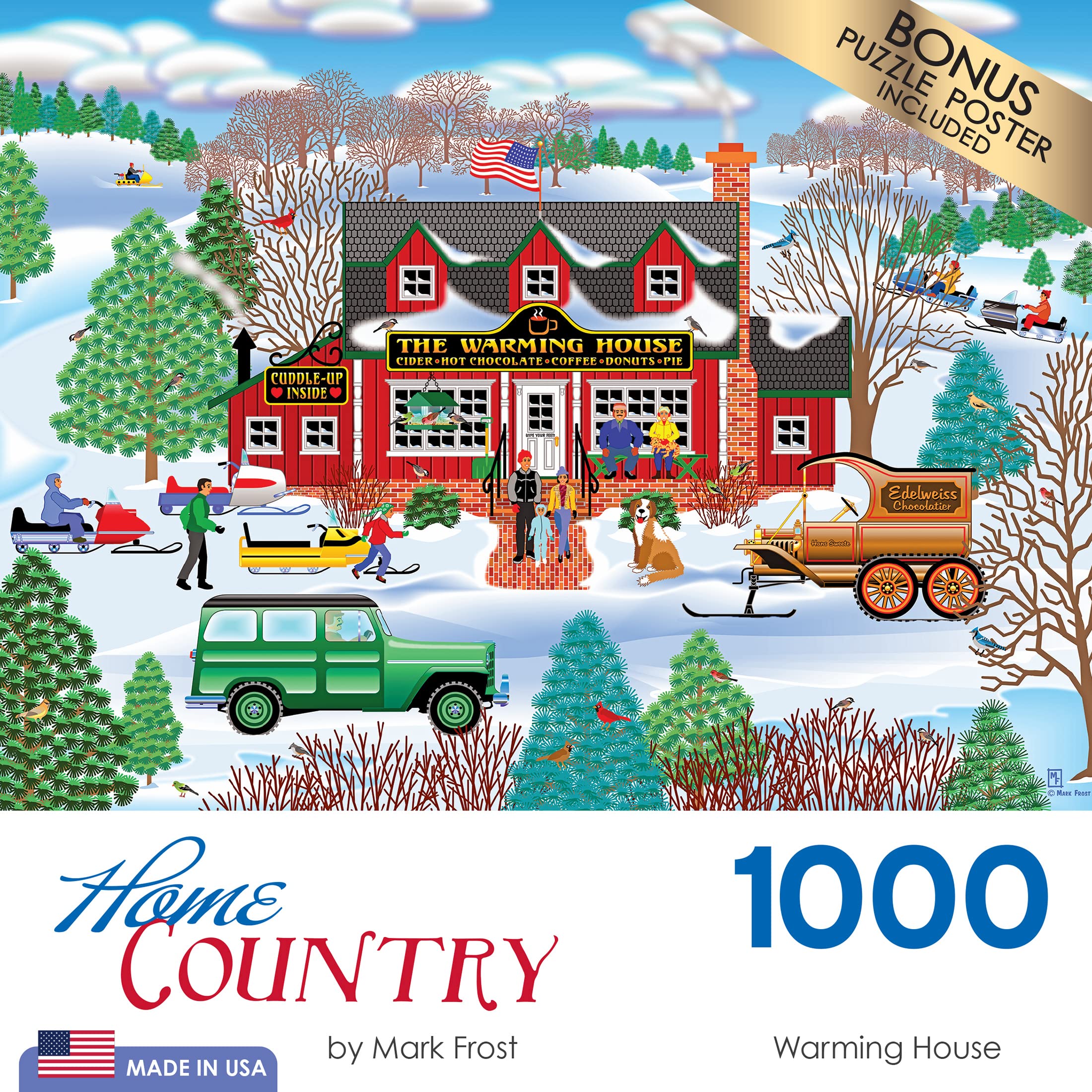 RoseArt 1000 Piece Jigsaw Puzzle for Adults - Warming House Home Country Scene - Challenging Puzzle for Family Game Night & Relaxation