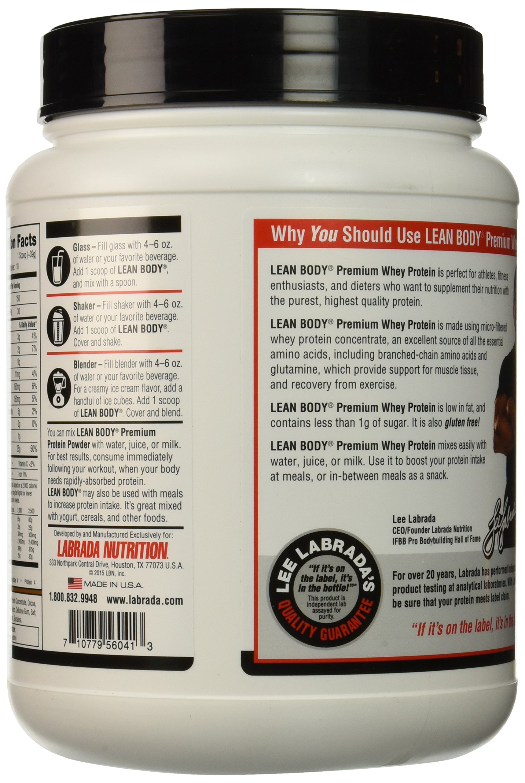 Labrada Nutrition Lean Body Premium Whey Protein Powder - Chocolate Flavor, 24oz (680g) | High Protein Shake for Muscle Recovery & Weight Management | Perfect for Post-Workout, Meal Replacement & Fitness Goals