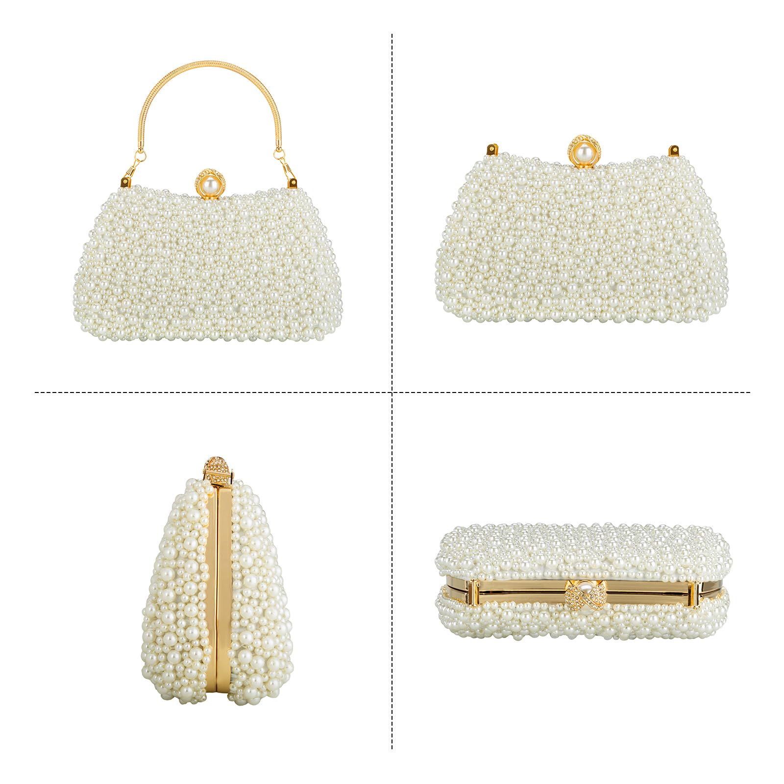 Jessie Women's Beaded Evening Handbags - Elegant Pearl Clutch Purses for Wedding, Prom, Cocktail Parties & Bridal Events | Perfect for Formal Occasions & Special Nights Out