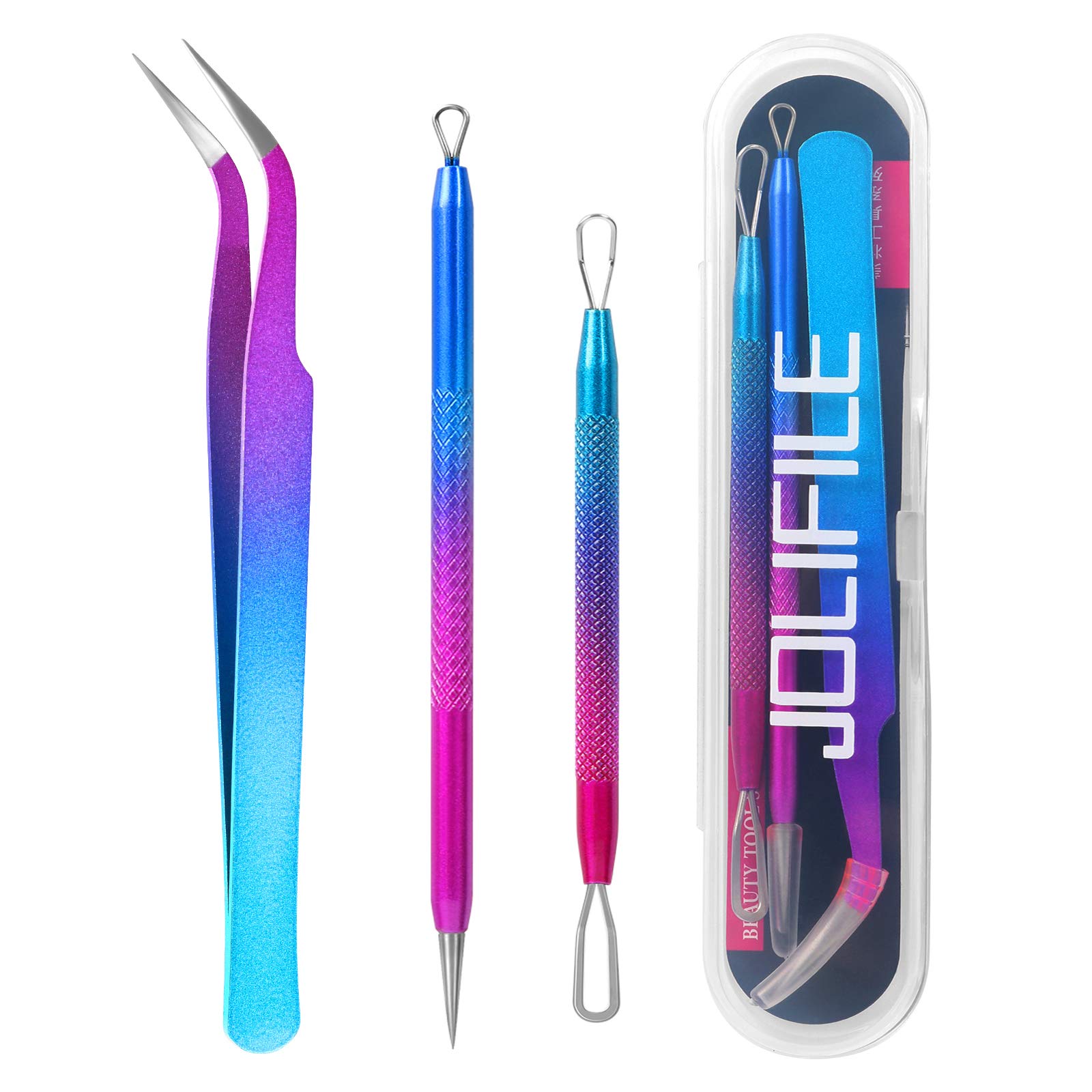 Professional Blackhead & Blemish Remover Tool Kit (3 PCS) - Stainless Steel Pimple Extractor for Acne, Whiteheads, Comedones & Ingrown Hairs | Facial Cleansing & Skin Care Essential for Spa & Home Use
