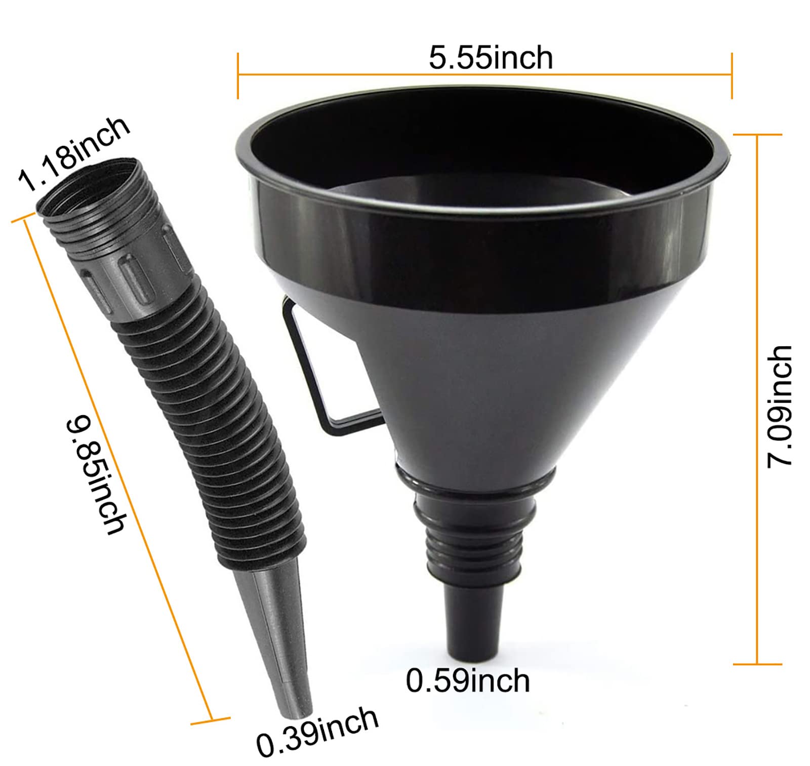 KAKO 5-Pack Automotive Funnels Set - Wide Mouth Large Funnel for Oil Change, Fuel Transfer & Fluid Maintenance | Durable Car Accessories for DIY Mechanics & Garage Use