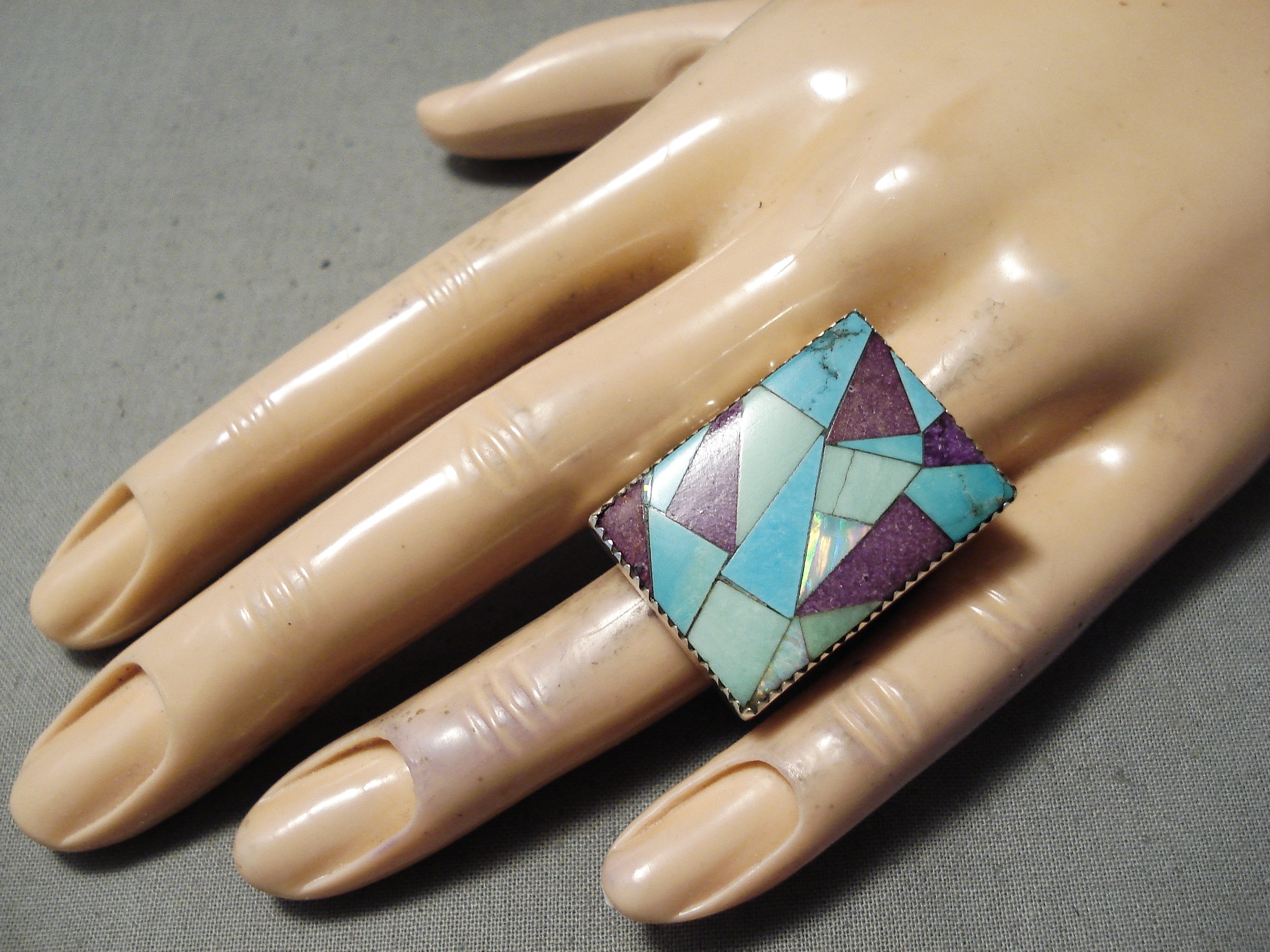 Stunning Modern Native American Navajo Turquoise Inlay Sterling Silver Ring - Handmade Jewelry for Women, Perfect for Weddings, Parties & Everyday Wear