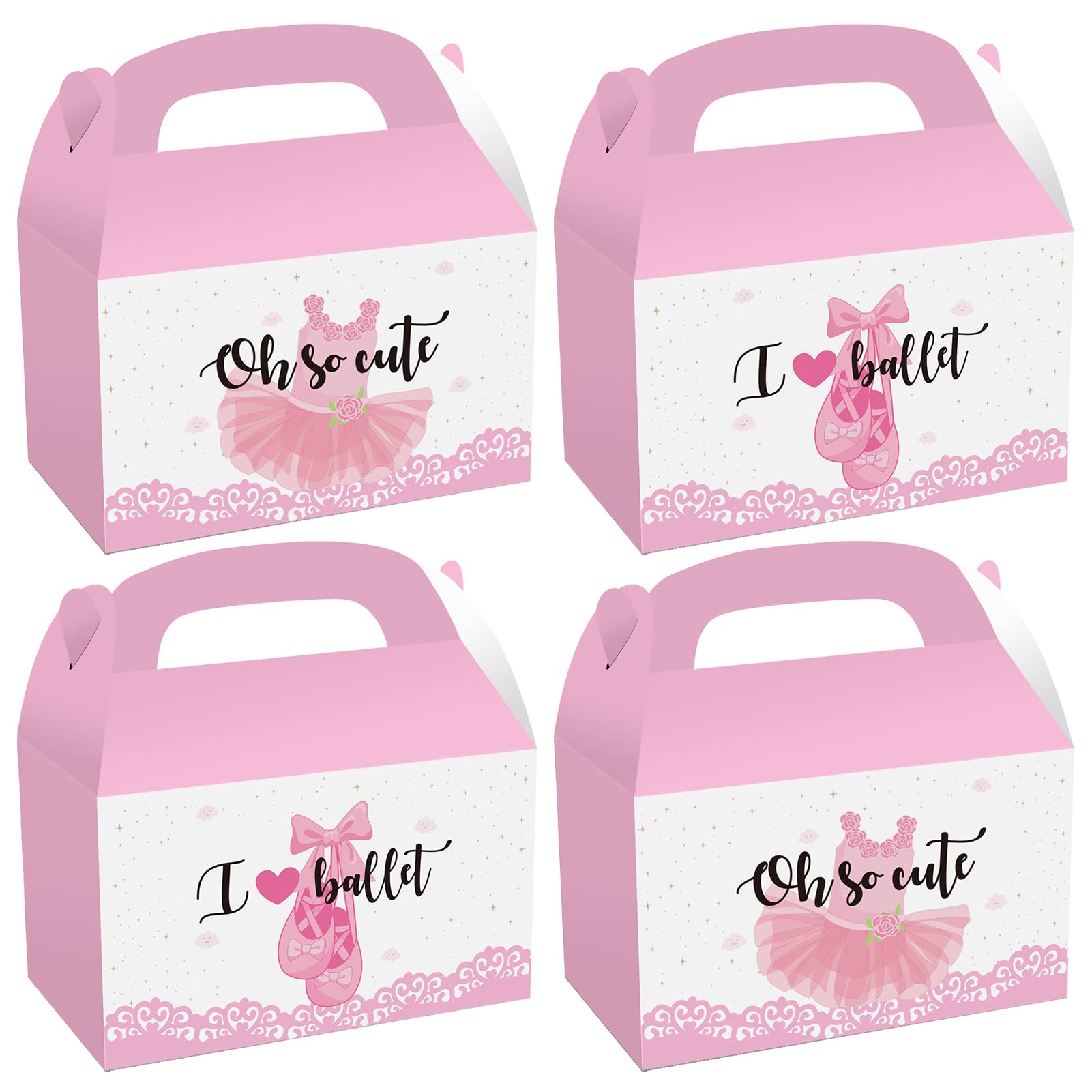 CIEOVO 24 Pack Ballerina Party Favor Treat Boxes - Pink Ballet Dance Themed Candy Gift Boxes for Girls Birthday, Baby Shower & Dance Recital | Recycled Eco-Friendly Party Decorations | Perfect for Ballet Class Rewards, Princess Theme Parties & Goodie Bags