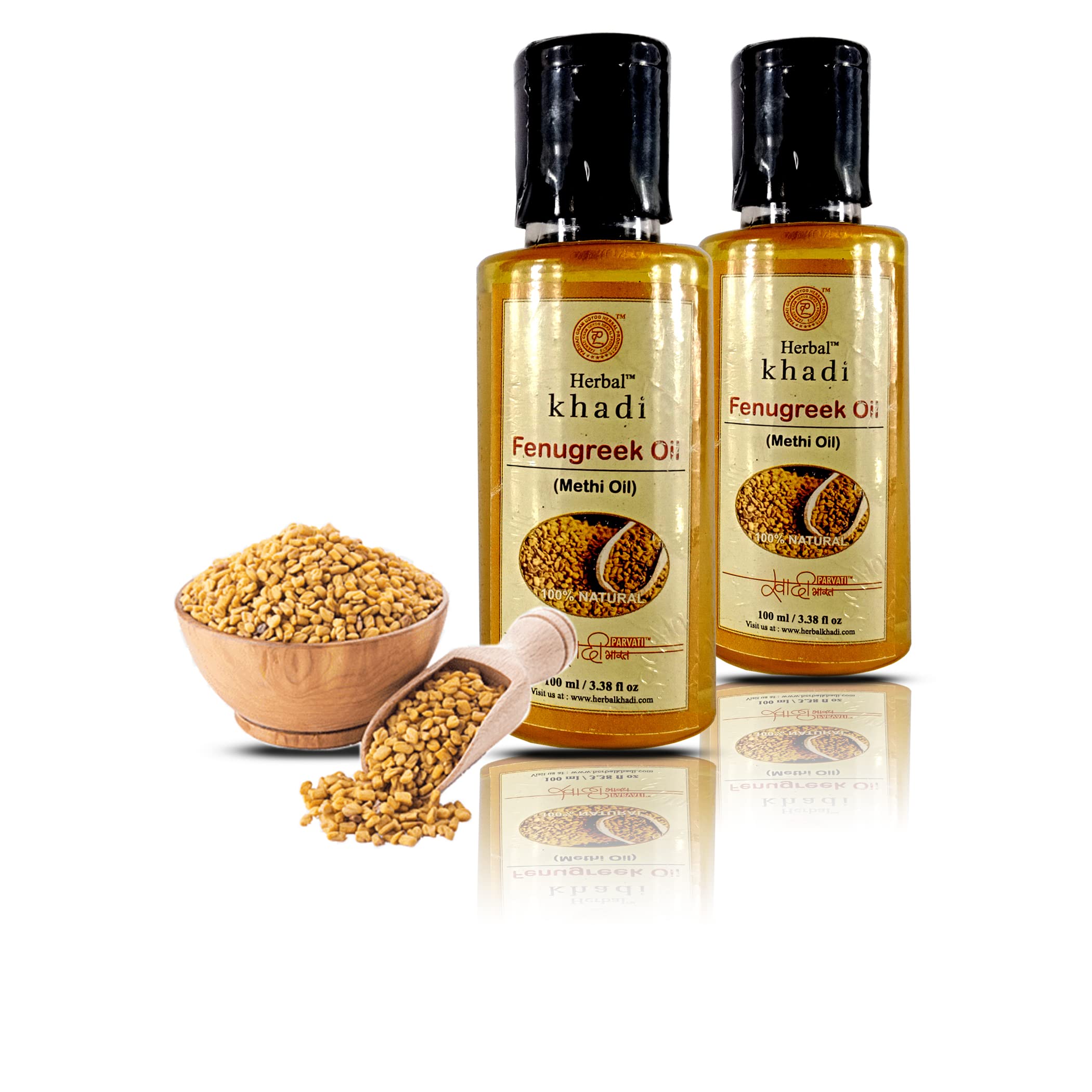 Herbigiri Herbal Fenugreek (Methi) Oil - 100% Pure & Natural Hair Growth Treatment - 100ml (Pack of 2) - Promotes Thicker, Longer Hair & Scalp Health - Perfect for Daily Hair Care Routine & Ayurvedic Treatments