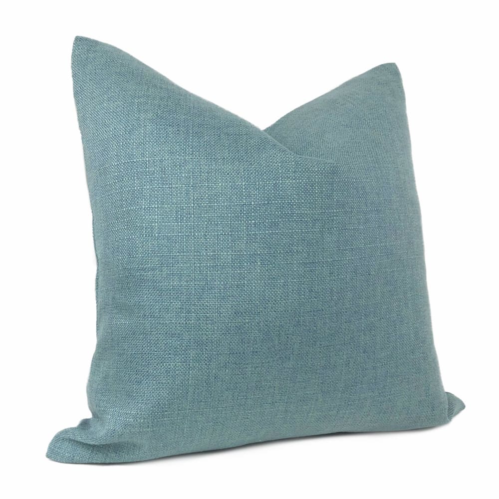 Curzon Mineral Blue Basketweave Pillow Cover - Premium Cotton Decorative Throw Pillow Case (Fabric by the Yard Available) - Perfect for Living Room Sofa, Bedroom Decor & Home Styling