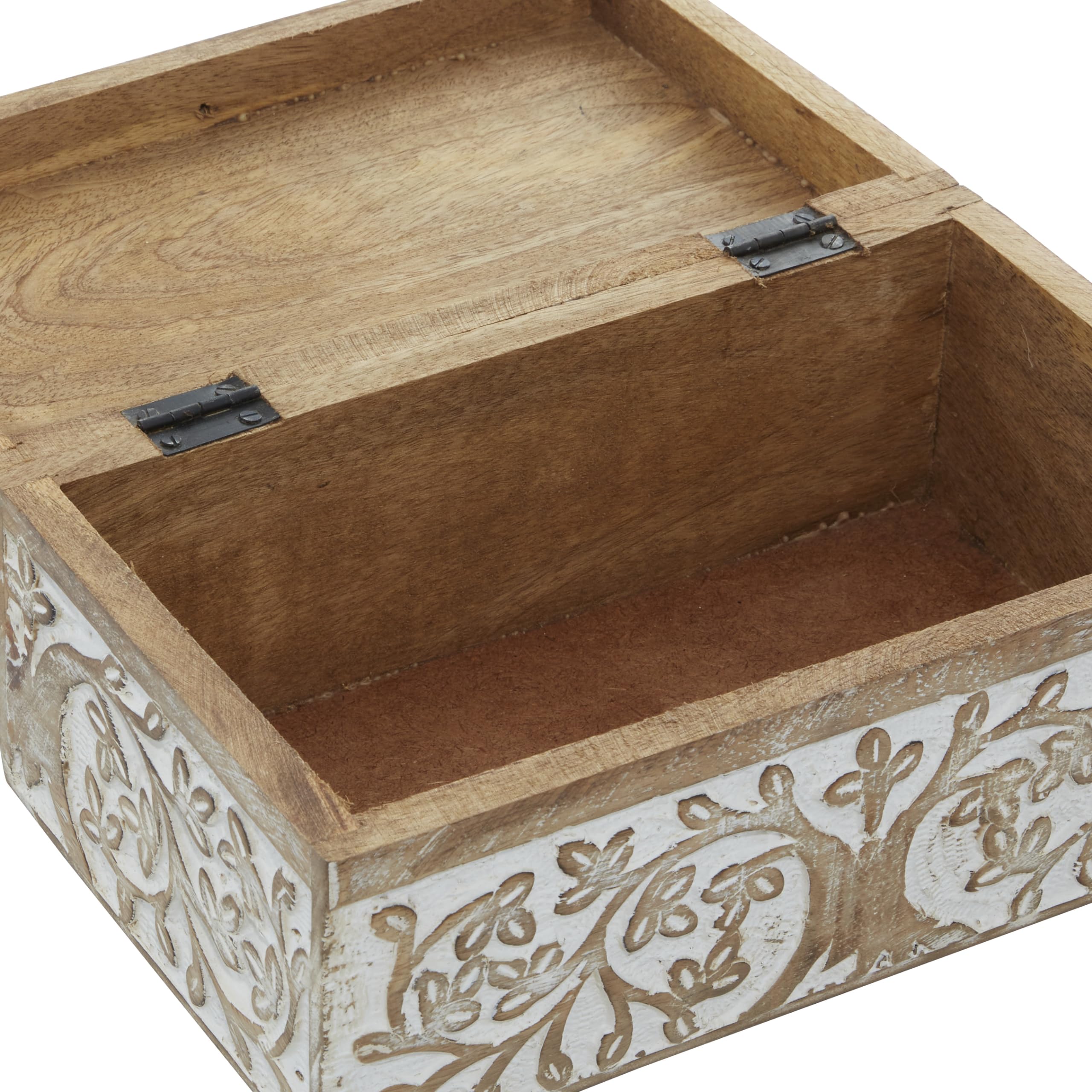 Mango Wood Floral Storage Box Set of 3 - 8