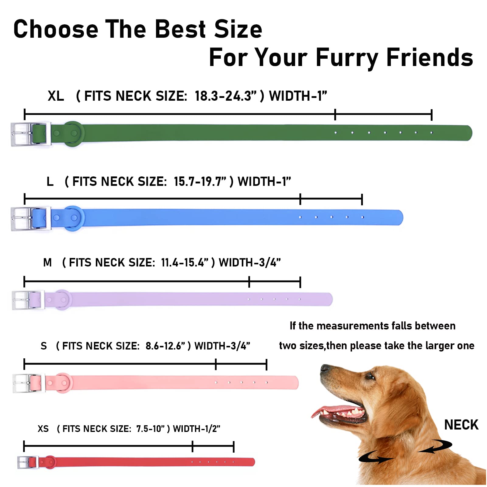 Waterproof Dog Collar - Adjustable Odor Proof Pet Collar for Small Medium Large Dogs - Soft Comfortable Easy Clean Dog Accessories (Strawberry Red, Size S 8.6