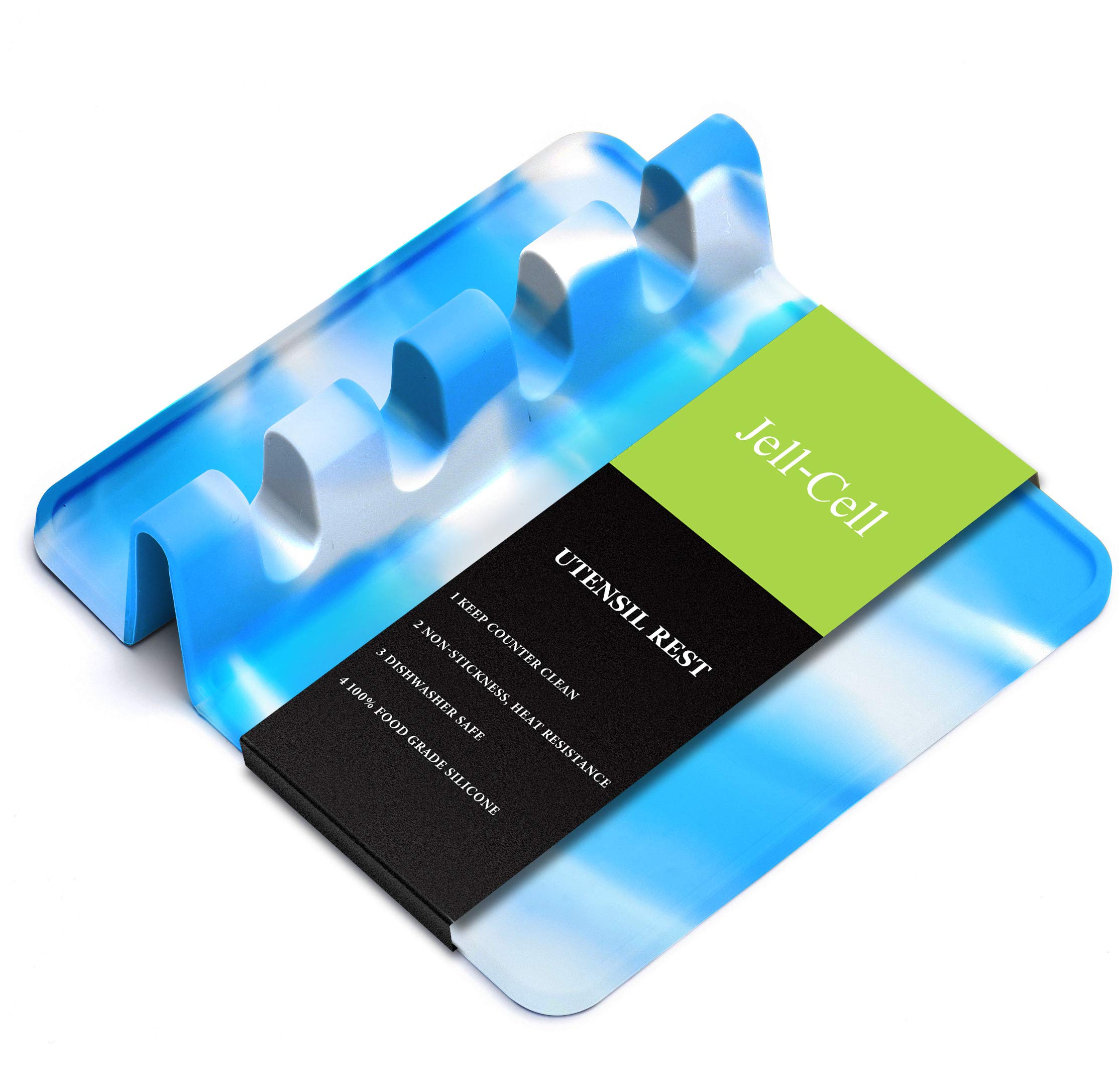Jell-Cell Heat-Resistant BPA-Free Silicone Utensil Holder for Stove Top - Multi-Purpose Spoon Rest for Brushes, Spatulas, Ladles & Forks (Camouflage Sky Blue) - Perfect Kitchen Organizer & Thoughtful Housewarming Gift for Cooking Enthusiasts