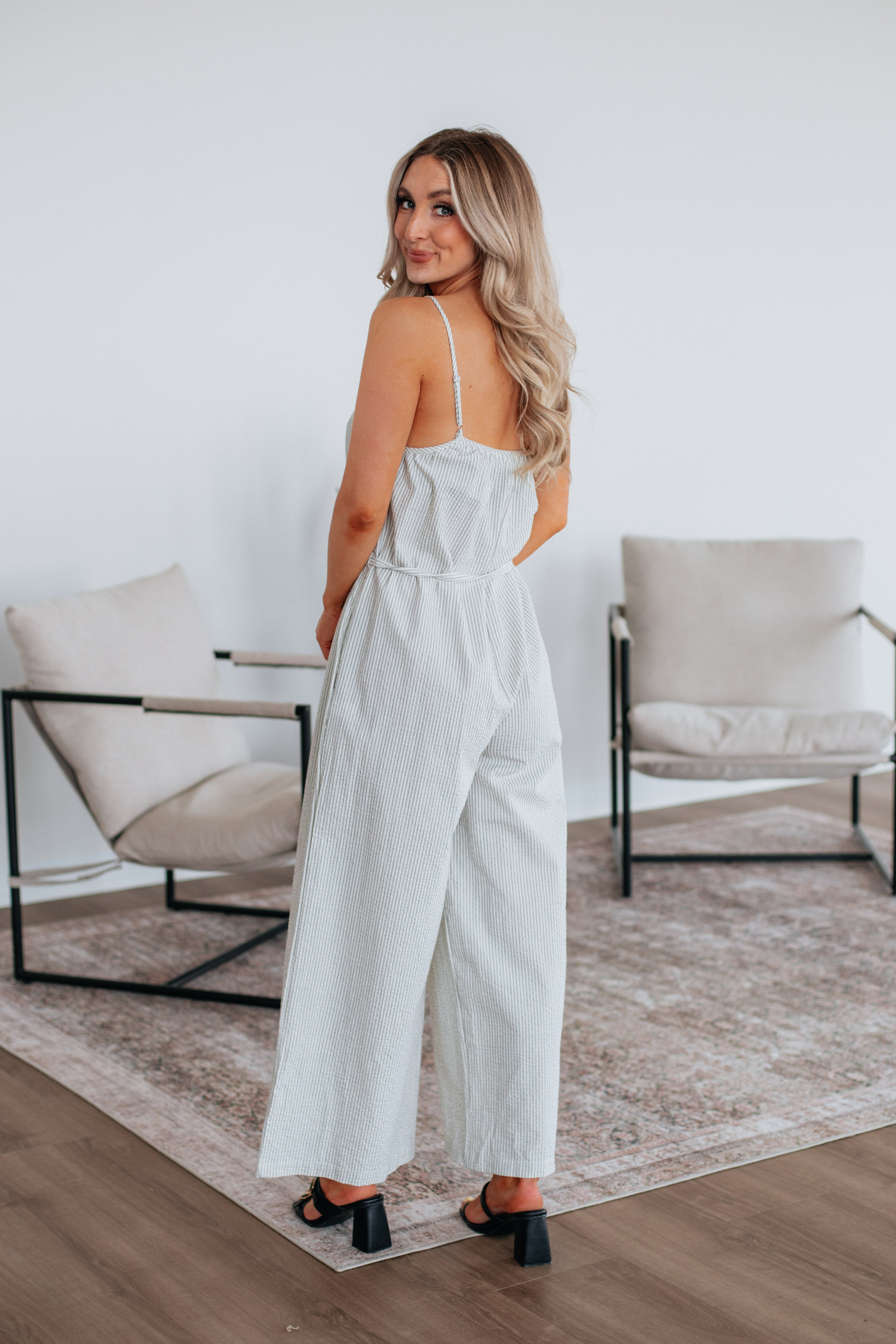 Brielle Striped Jumpsuit for Women - Stylish Ecru Romper with Pockets | Perfect for Summer Outfits, Beach Vacations & Casual Wear