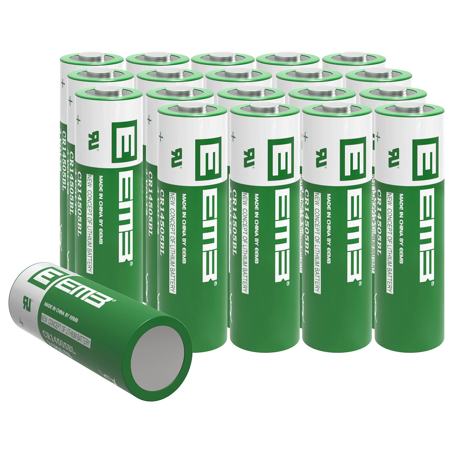 EEMB 20X AA 3V Lithium Battery Non-Rechargeable CR14505 1800mAh Li-MnO₂ Single-Use Battery - UL Certified for Security Cameras, Digital Thermometers, WiFi Oil Tank Gauges & More - Perfect for Home Security, Weather Monitoring & Smart Devices