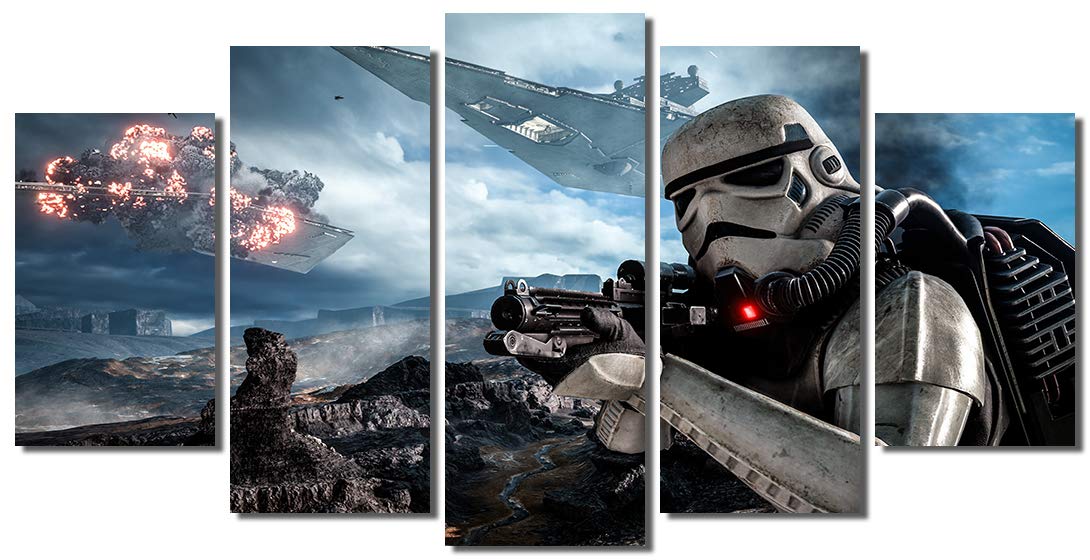 Star Wars Stormtrooper The Force Awakens Framed Canvas Wall Art Print - 60x32 Inches, Premium Gallery Wrapped Decor for Living Room, Bedroom & Office | Picture Sensations®