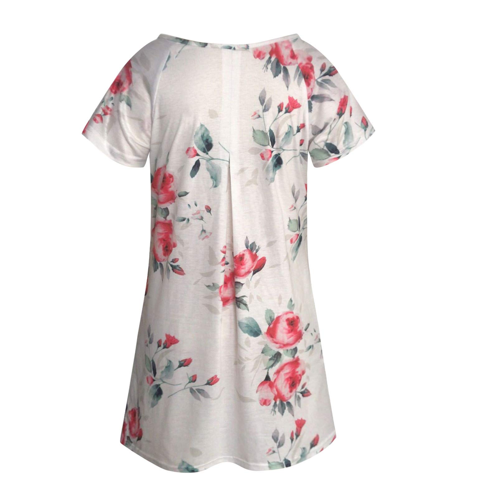 Floral Print Summer Dress for Women - Short Sleeve Crewneck Mini Dress with Pocket | Breathable & Comfortable Casual Dress | Perfect for Beach, Vacation, and Everyday Wear