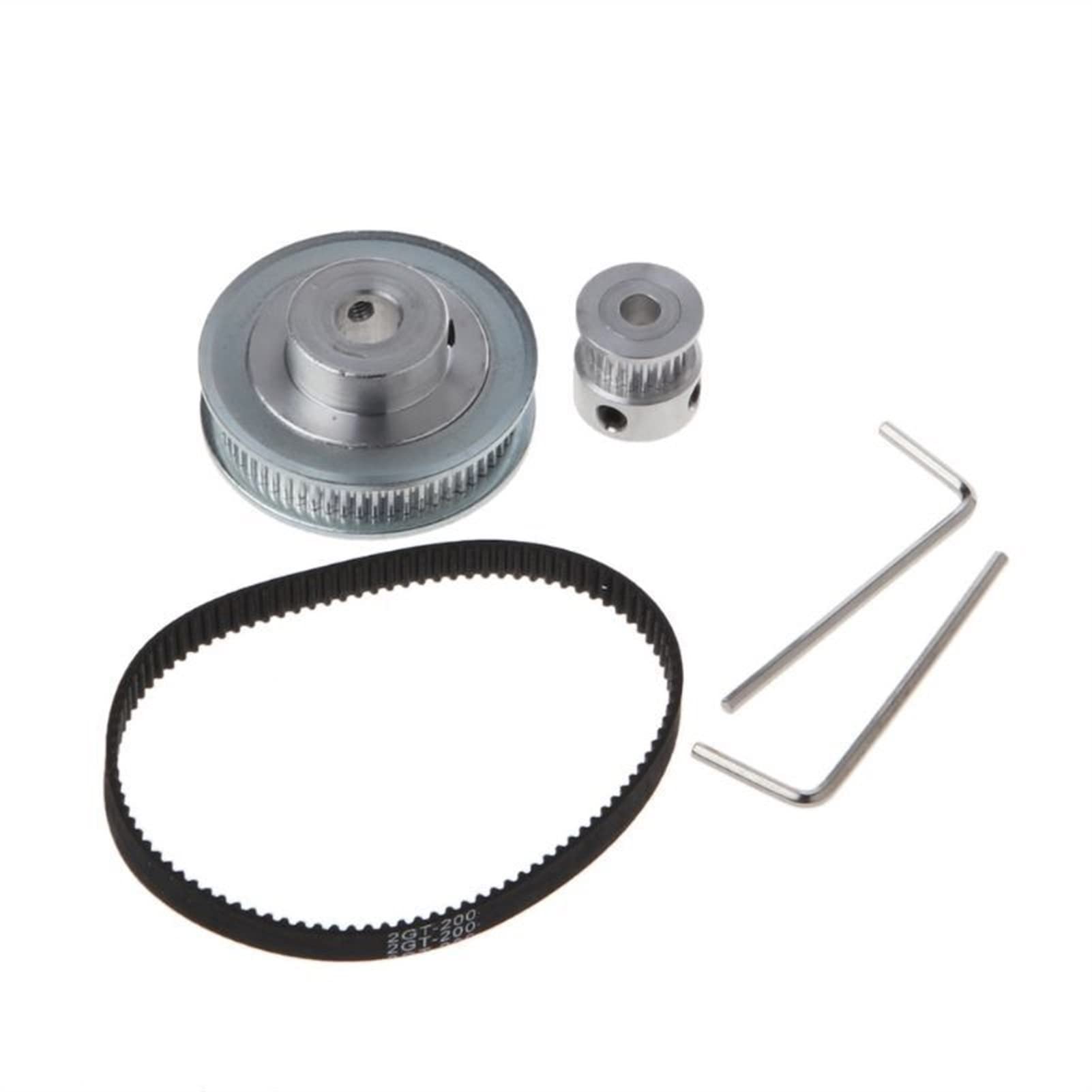 GT2 Timing Pulley Set - 200mm Closed-Loop Belt with 20T & 60T Pulleys (3:1 Reduction Ratio) for 3D Printers | High-Precision Motion Control for CNC Machines, Laser Cutters, and DIY Robotics Projects