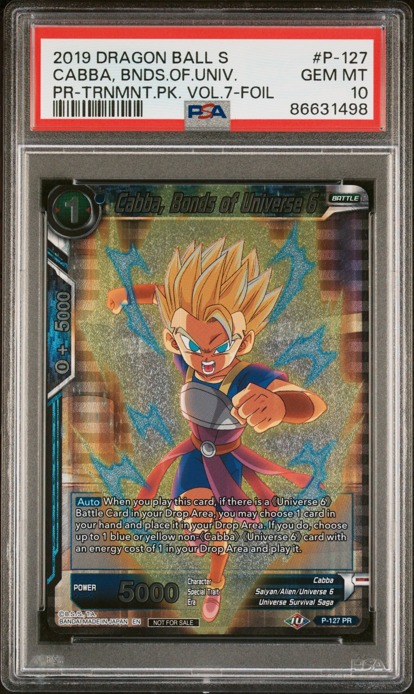 2019 Dragon Ball Super Cabbale BNDS.OF.UNIV. #P 127 PSA 10 Graded Card - Perfect for Collectors, Anime Fans & Investment - Display in Home, Office or Gaming Room