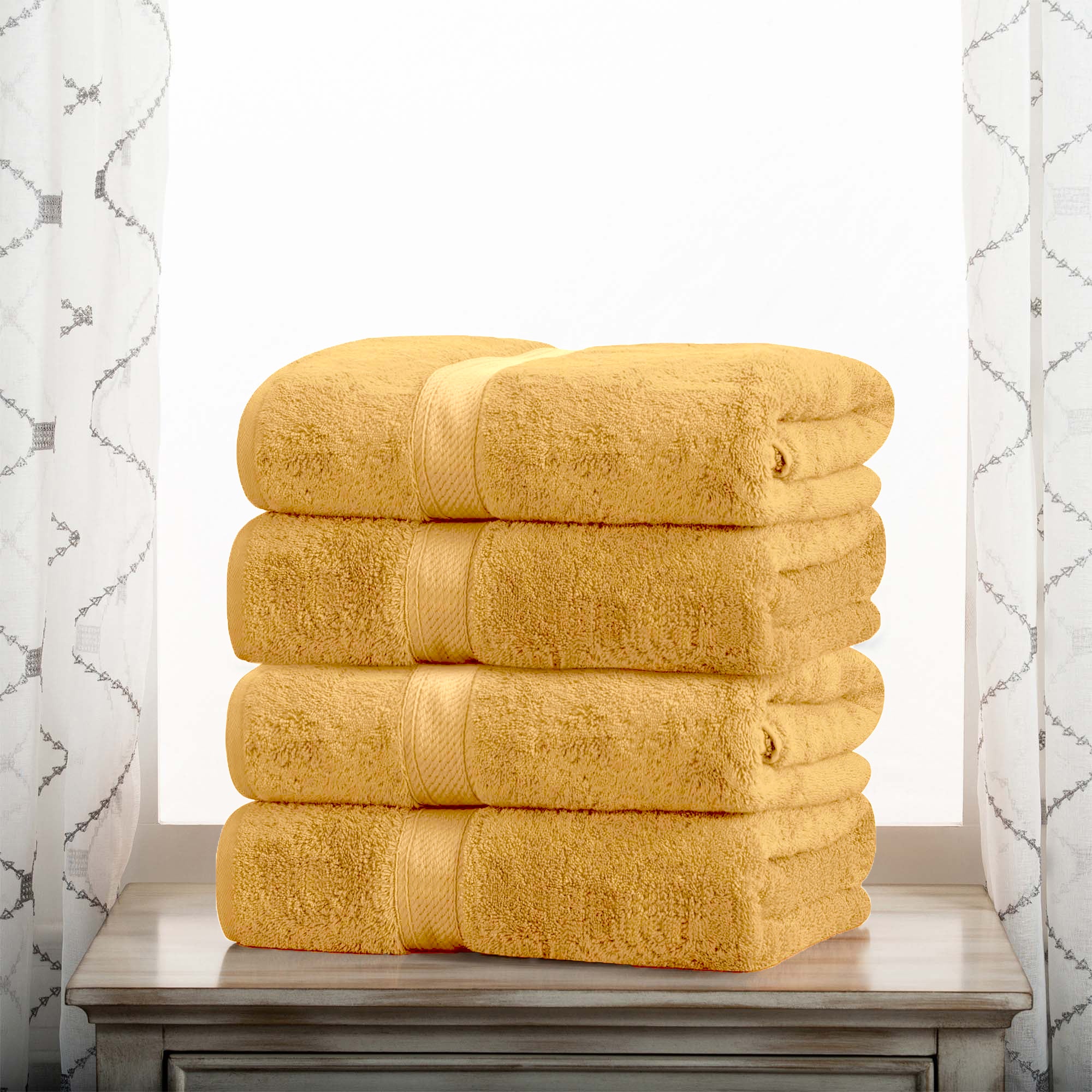 Premium 4-Piece Egyptian Cotton Bath Towel Set - Ultra Soft, Heavyweight & Plush Pile for Spa-Like Luxury at Home | Perfect for Bath, Beach & Guest Use