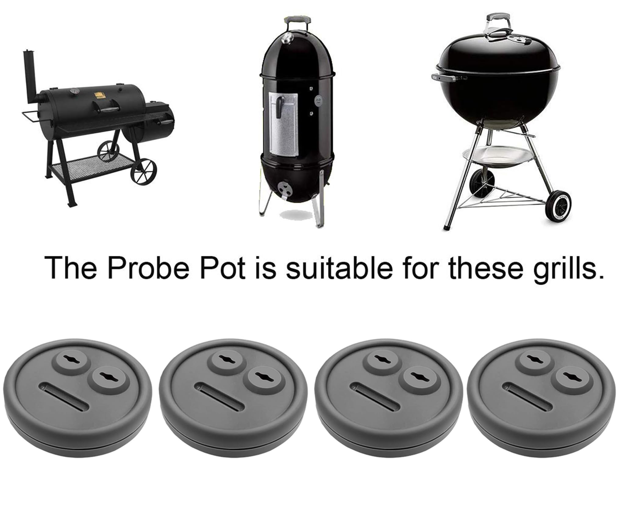 VOVCIG 4-Pack Rubber Grommet Thermometer Probe Port for Weber Smokey Mountain Cookers & Grills - High Heat Resistant Sensor Accessory for BBQ, Smoking & Outdoor Cooking