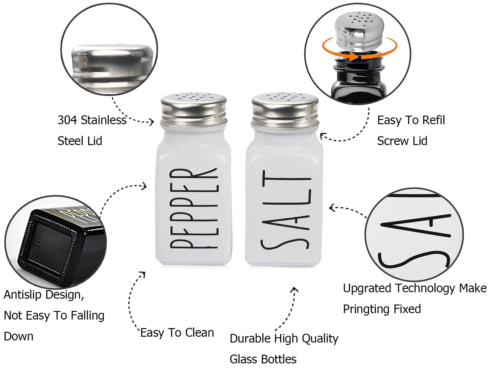 Premium Glass Salt and Pepper Shakers Set - Modern Farmhouse Kitchen Decor - Elegant Blue & White Shakers for Dining Table - Perfect Housewarming Gift for Women - Ideal for Home, Wedding & Restaurant Decor - Great for Everyday Use and Special Occasions