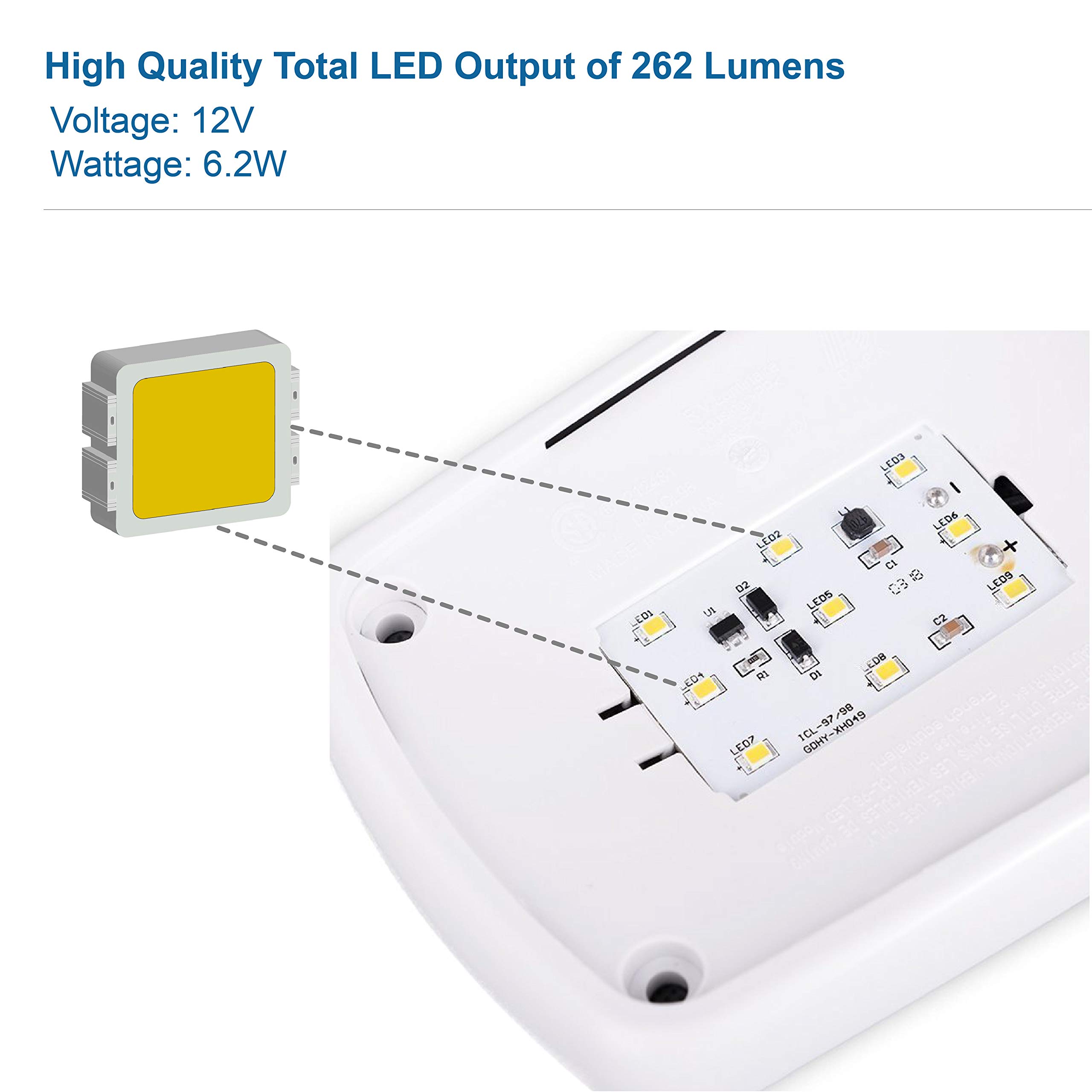 Lumitronics RV LED Interior Lights - 12V LED Camper Ceiling Light Fixture with Switch & Removable Lens - Perfect for RV, Camper Van, and Travel Trailer Lighting Upgrades