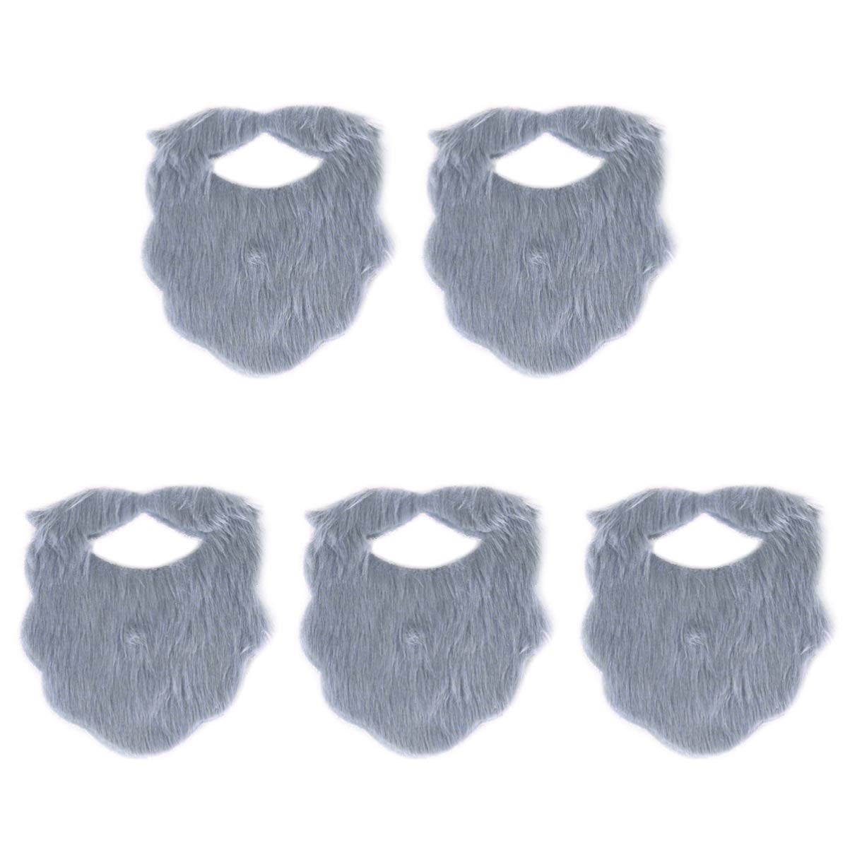 VALICLUD 5pcs Realistic Santa Beard & Mustache Set - Adhesive Fake Facial Hair for Christmas Costume, Holiday Party, Cosplay & Fancy Dress - Grey Adult Makeup Props (Perfect for Christmas Parties, Halloween Costumes & Theatrical Performances)