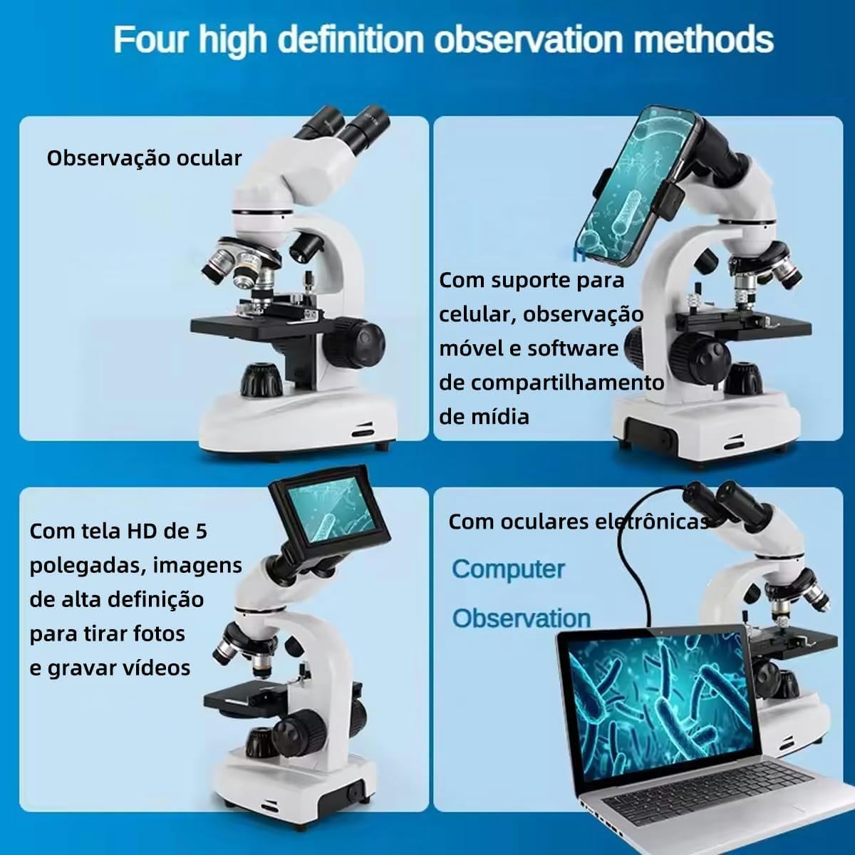 Professional Binocular Microscope 12000x-30000x Magnification with Digital & Mobile Support - Includes Experiment Kit & Carrying Case - Perfect for Lab Research, Classroom Science & Home STEM Learning