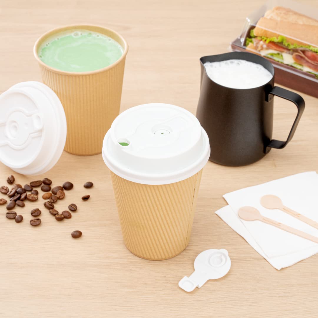 Restpresso Disposable Paper Cup Lids for 8oz 12oz 16oz 20oz Coffee Cups - 500 Pack White Plastic Hot Drink Lids with Straw Slot & Double Plug (Cups Sold Separately) - Perfect for Coffee Shops, Cafes, and Takeout Restaurants