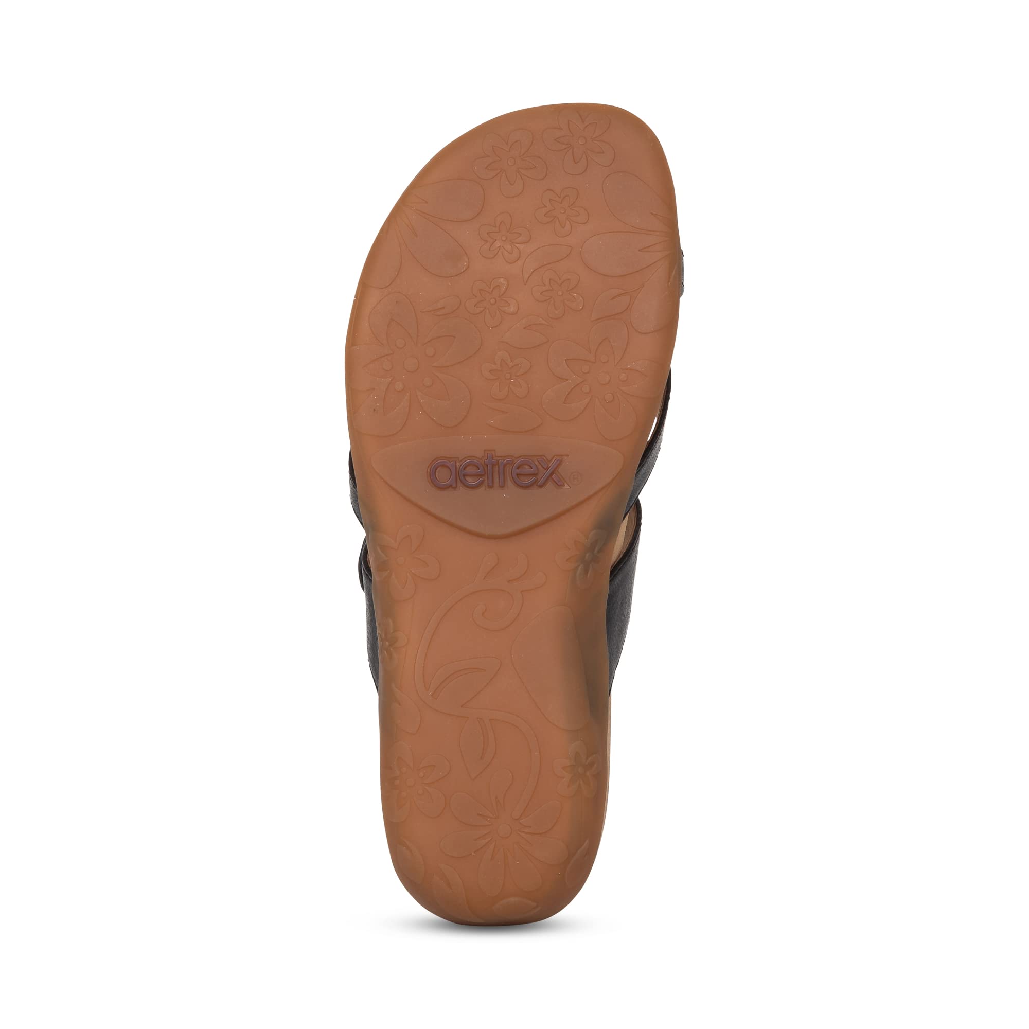 Aetrex Women's Izzy Memory Foam Orthopedic Slide Sandals - Adjustable Faux Leather Arch Support Sandals for Foot Pain Relief & Pressure Reduction | Perfect for Home, Office & Casual Wear