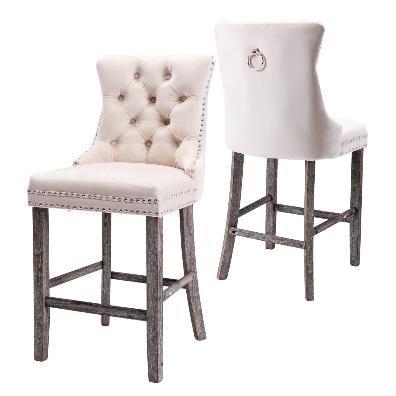Kiztir Velvet Bar Stools Set of 2 - 27