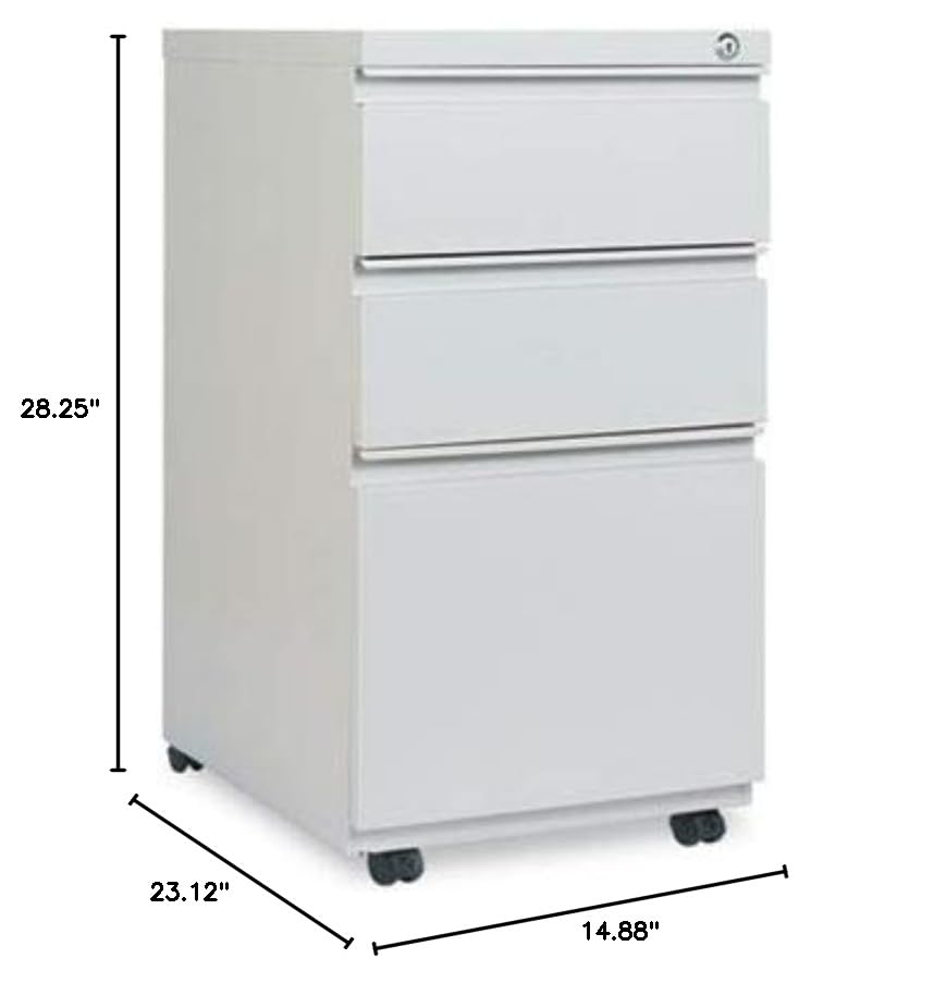 ALEPBBBFLG - 3-Drawer File Cabinet with Full-Length Pull Handles, Lockable Storage for Office Documents | Perfect for Home Office, School, and Workplace Organization