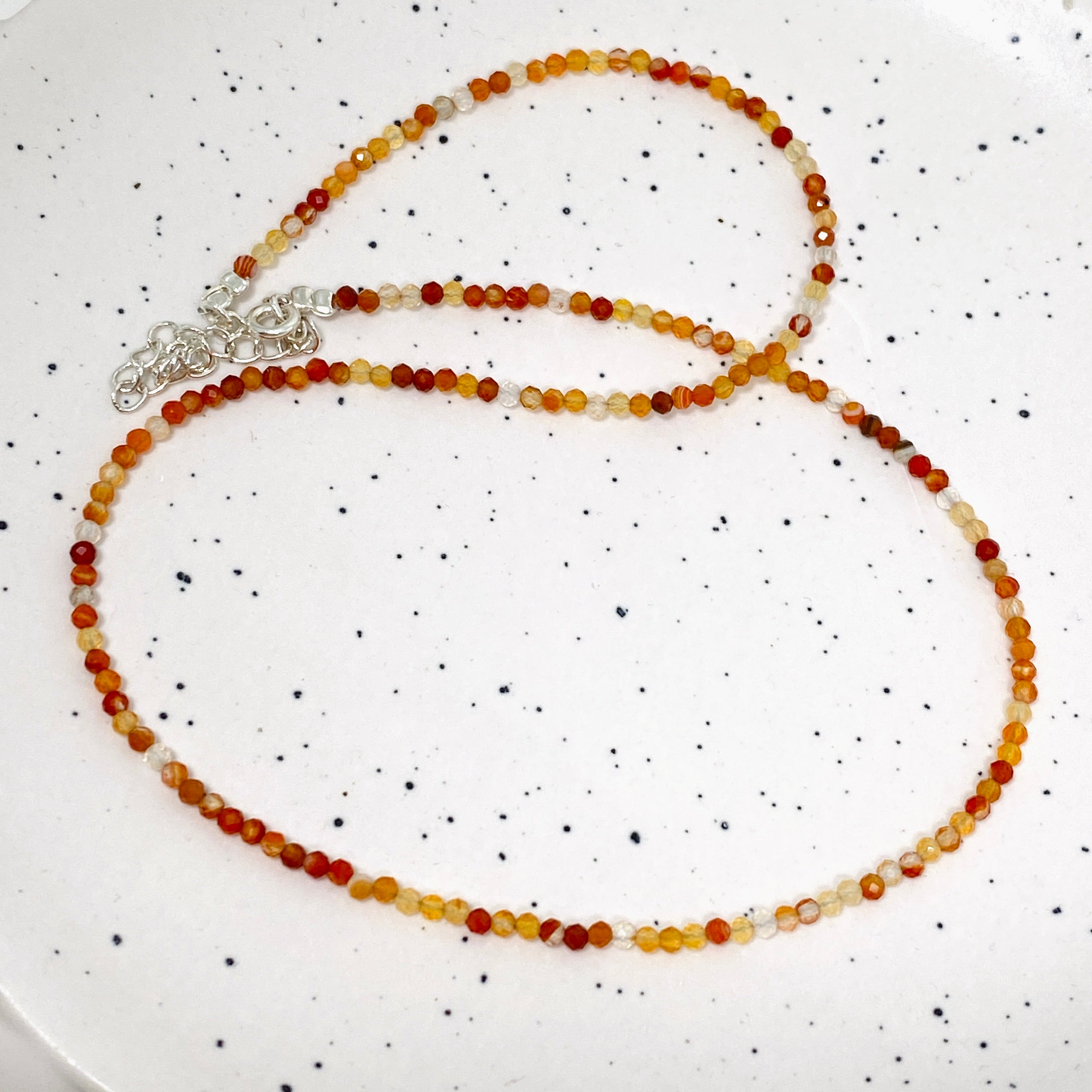 2.5mm Carnelian Micro Bead Necklace - Elegant Natural Stone Jewelry for Women, Boho Chic Accessory for Everyday Wear, Meditation & Yoga