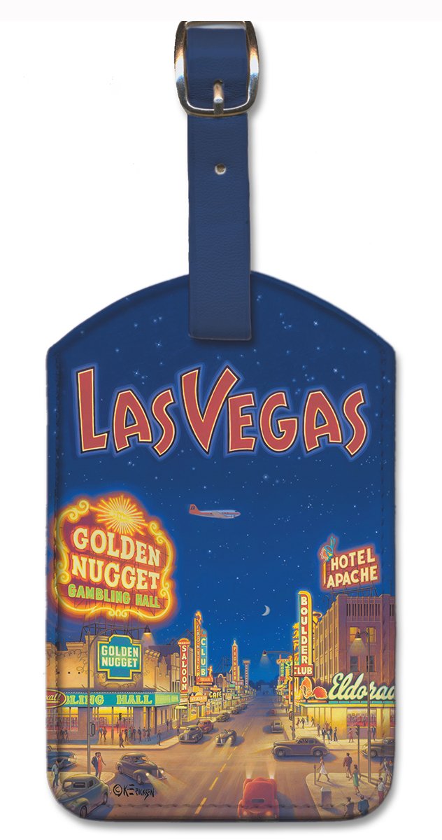 Pacifica Island Art Leatherette Luggage Tag - Las Vegas Design by Kerne Erickson | Durable Travel Accessory for Suitcases & Backpacks