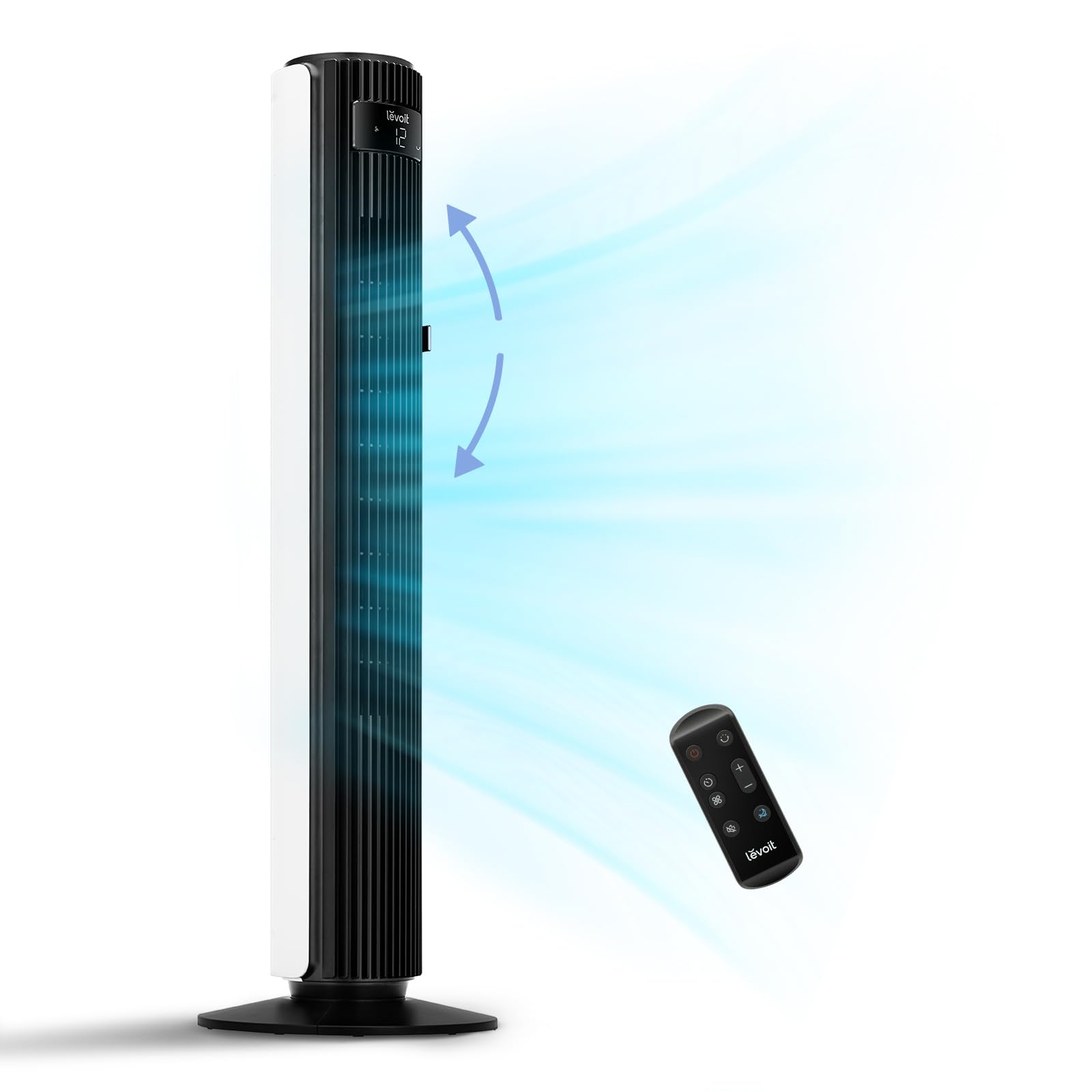 LEVOIT Classic 42-inch Tower Fan - 1252 CFM High Velocity Cooling Fan with 25dB Ultra Quiet Operation, 90° Left/Right & 60° Up/Down Oscillation, 12H Timer, 12 Speed Settings & 4 Modes - Remote Control Included for Bedroom, Office & Living Room Use