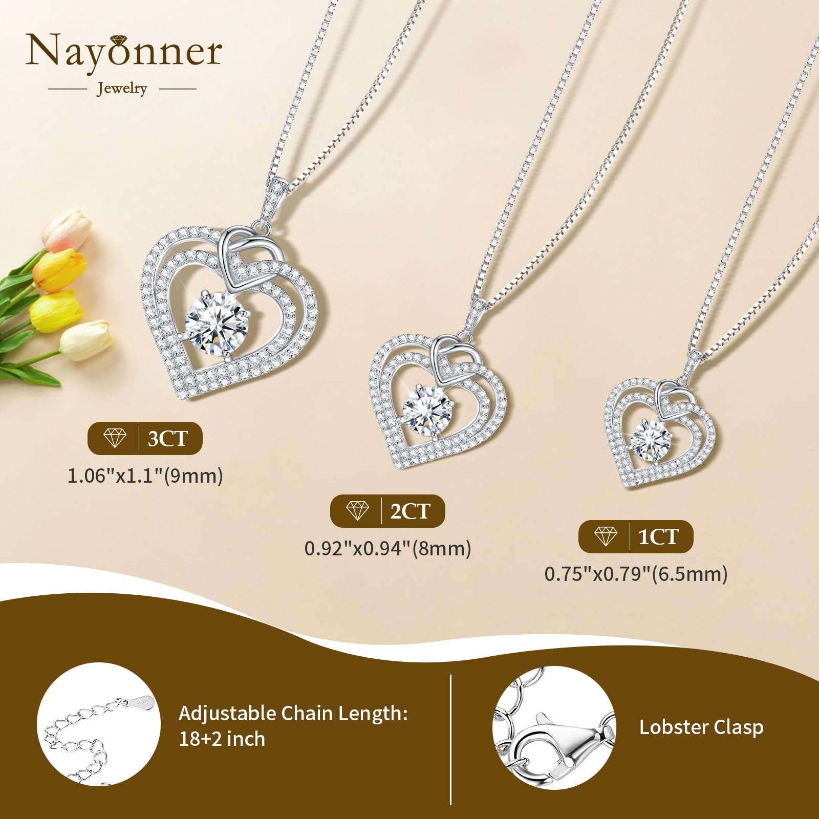 1-3CT D Color VVS Moissanite Heart Pendant Necklace in Sterling Silver - Perfect Anniversary, Birthday & Christmas Gift for Wife, Mom, Girlfriend | Elegant Jewelry for Women, Romantic Occasions & Special Moments