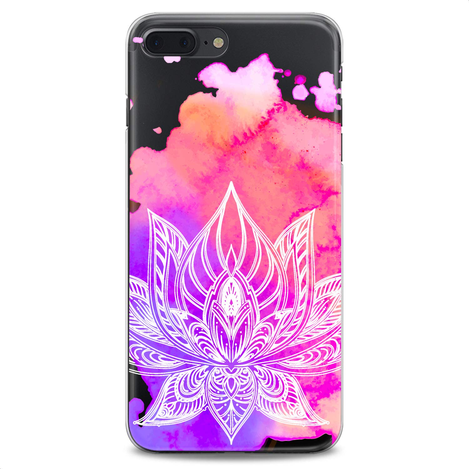 Boho Mandala Watercolor TPU Case for iPhone 16/15/14/13/12/11 Pro Max/Plus/Mini/XS/XR/X/8/7/6/5/SE - Cute Slim Purple Lotus Flower Art Flexible Silicone Cover | Perfect for Women's Daily Use, Office & Travel Protection