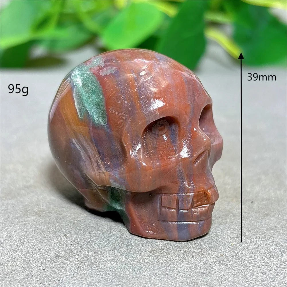 Natural Ocean Jasper Skull Crystal - Healing Quartz Stone for Reiki, Meditation & Spiritual Energy - Handcrafted Home Decor & Unique Gift for Crystal Lovers (Perfect for Yoga Spaces, Altars & Healing Rooms)