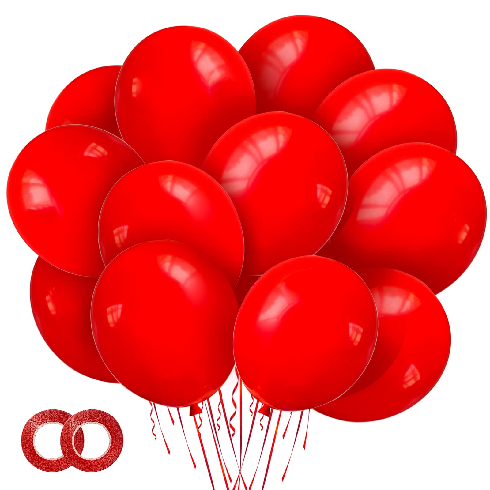 110Pcs 12 Inch Red Latex Balloons with 2 Ribbons - Premium Party Balloons for Birthday, Baby Shower, Wedding, Anniversary & Graduation Decorations - Perfect for Indoor & Outdoor Celebrations