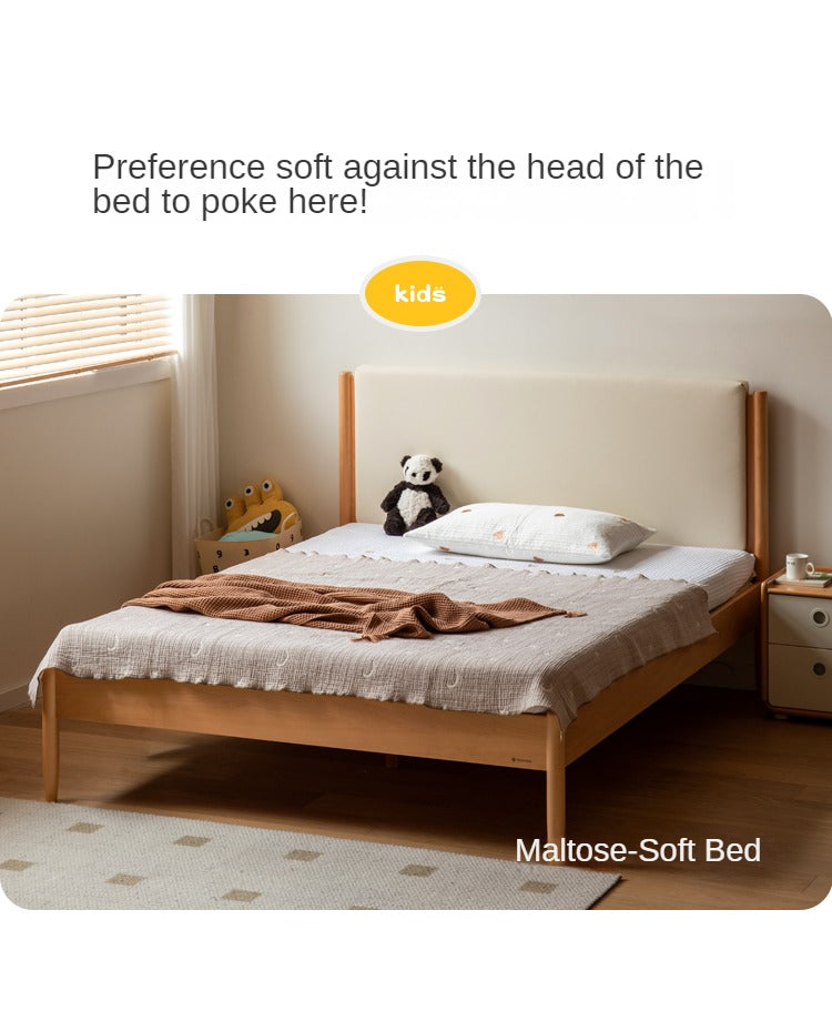 Solid Wood Kids Bed - Beech or Oak Frame - Soft Single Bed for Toddlers & Children - Perfect for Bedrooms, Daycare, or Guest Rooms