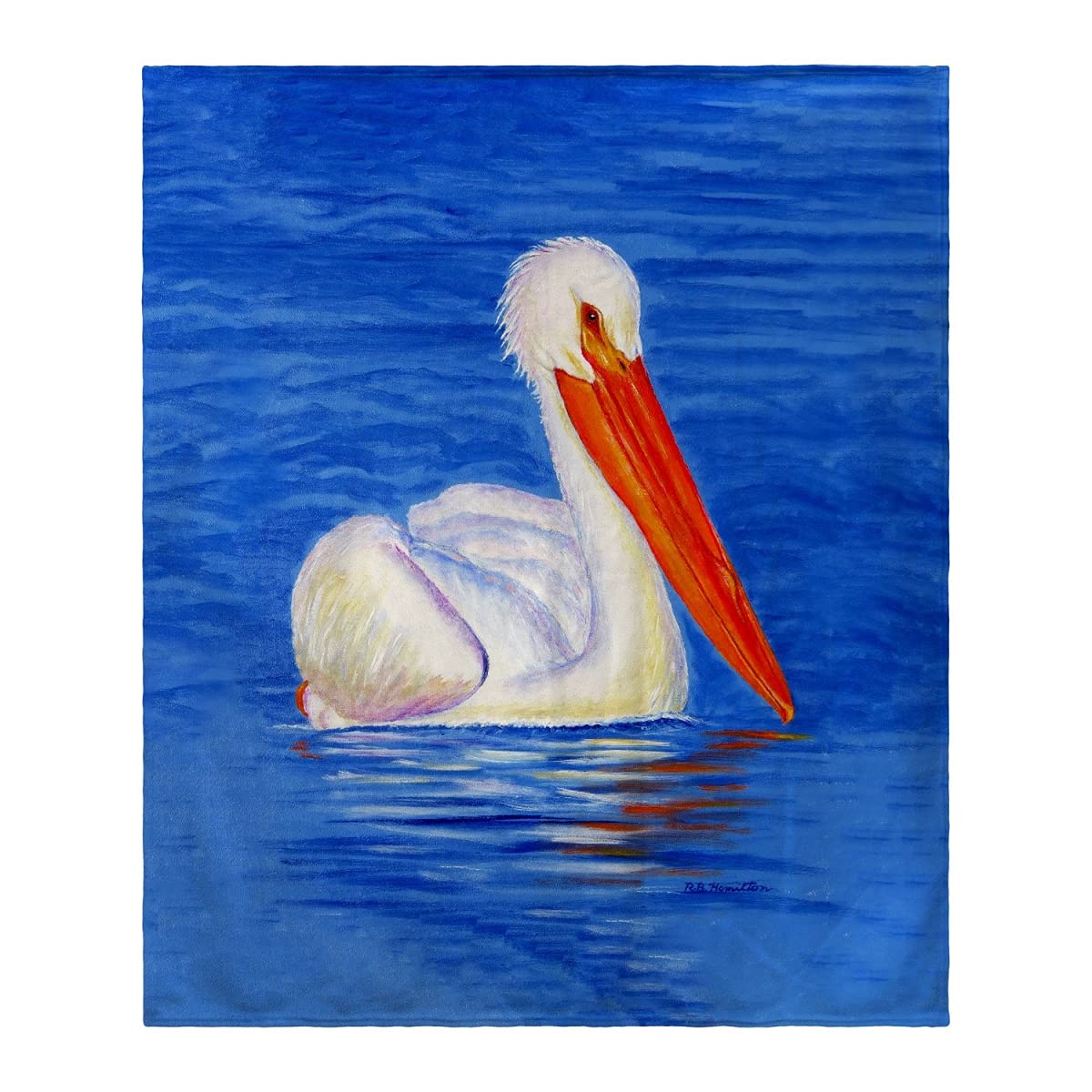 Betsy Drake White Pelican Portrait Throw Blanket - Soft Cozy Flannel Fleece for Couch, Bed, Sofa - Perfect for Home Decor, Gifts, and Cold Weather Snuggling