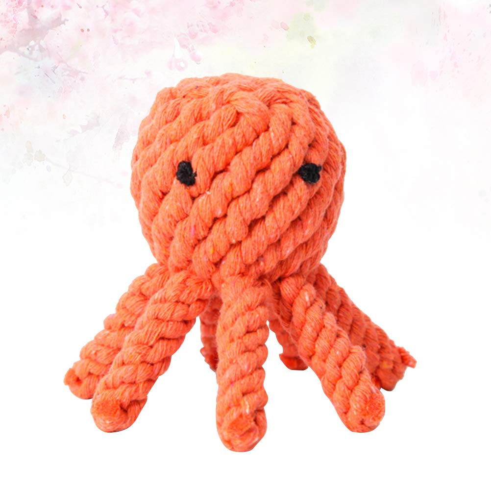 ABOOFAN Funny Cotton Rope Octopus Chew Toy for Dogs & Cats - Durable Teething Puppy Toy, Interactive Pet Play Toy (Orange) - Perfect for Puppy Teething Relief, Training Rewards & Party Favors
