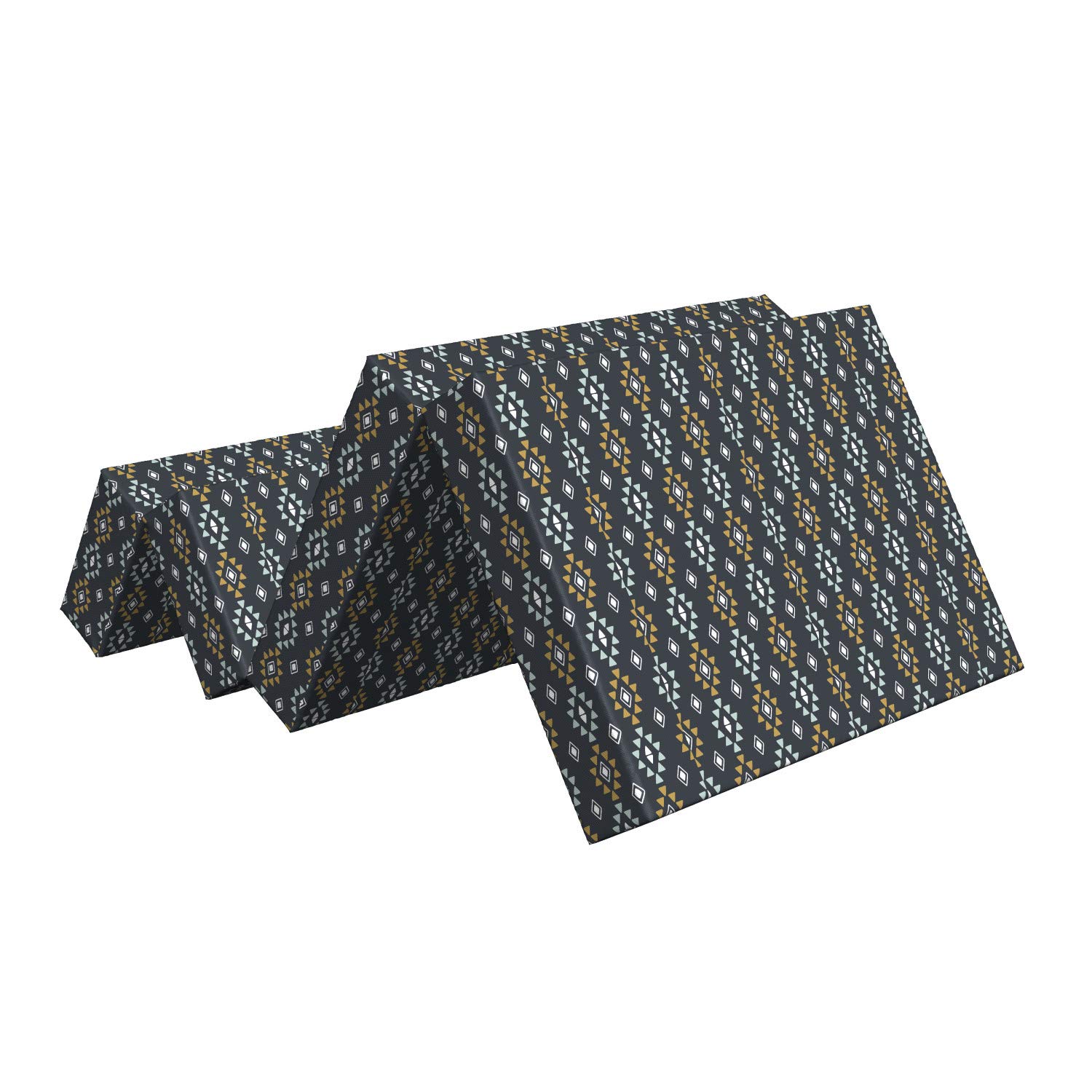 Ambesonne Geometric Foldable Mattress - Tribal Rhombus and Triangle Design, 74.8