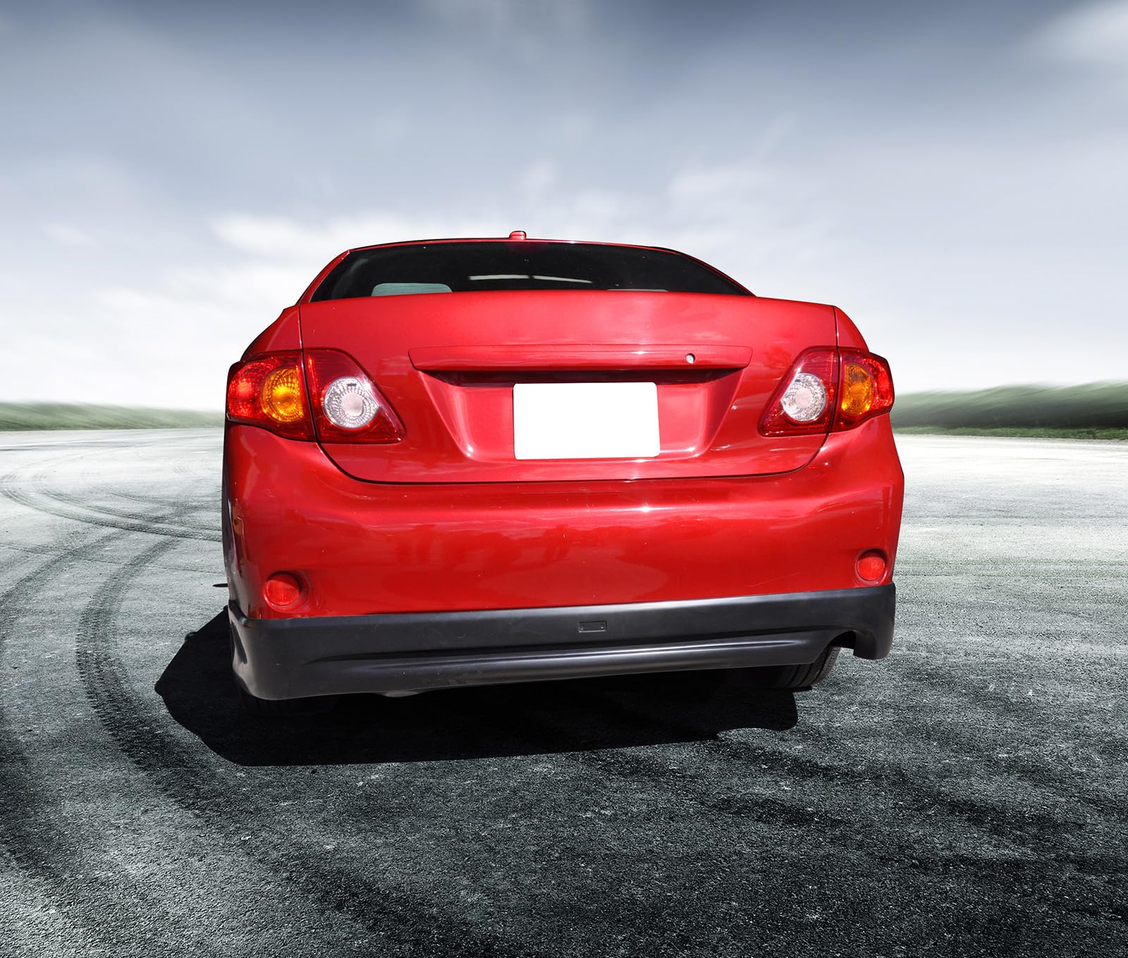 IKON MOTORSPORTS K-Style Black PU Rear Bumper Lip Air Dam Chin Diffuser Splitter for 2009-2010 Toyota Corolla Sedan - Enhances Aerodynamics & Sporty Look for Street Racing & Car Shows