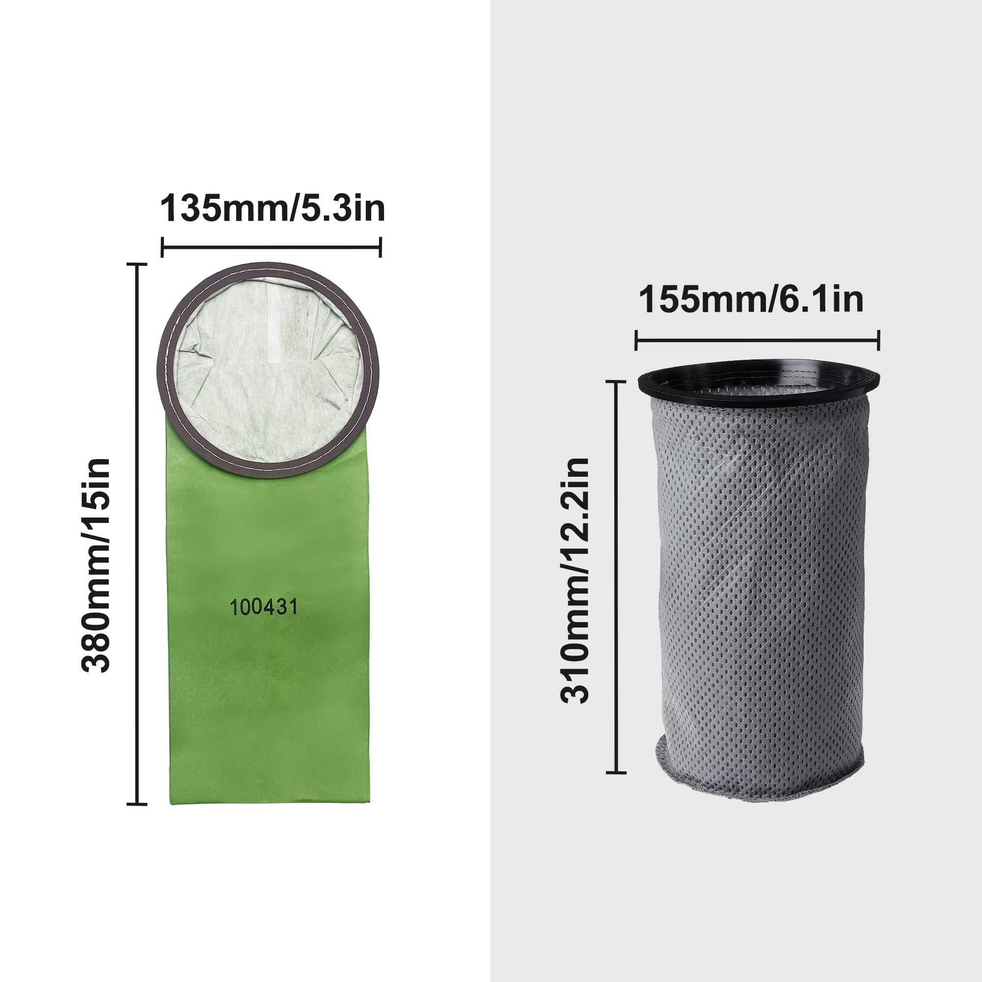 Smilefil Round 6QT Intercept Micro Filter Paper Bags 100431 & Reusable Micro Cloth Filter Bags 100564 - Replacement for Proteam 6 Quart Backpack Vacuum Cleaners - Perfect for Commercial Cleaning, Office Maintenance, and Home Deep Cleaning